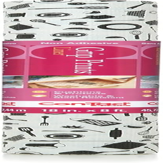 Con-Tact Brand Grip Prints Shelf Liner, Non-Adhesive Durable Liners, Slip-Resistant Drawer and Cabinet Covering, 18" X 8', Khaki Plaid, Pack of 1 Roll