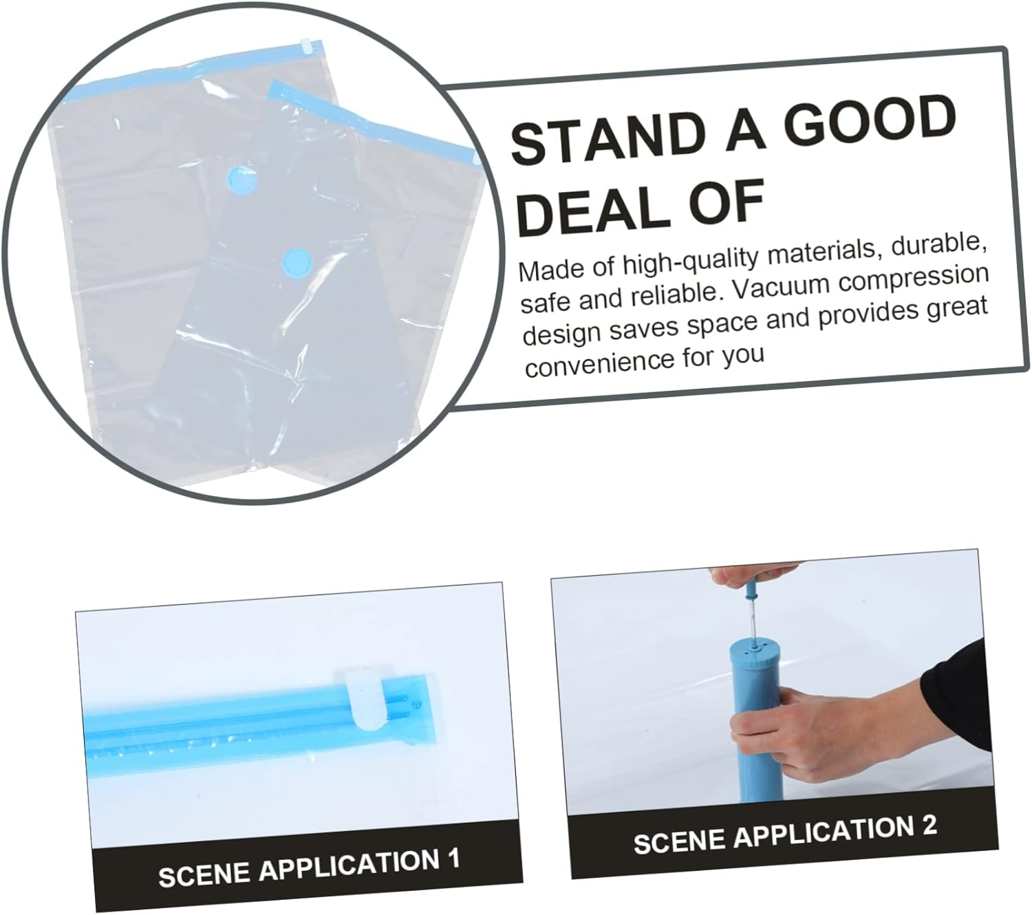 Zerodeko Outdoor Travel Storage Bag Useful Vacuum Bag for Clothes and Quilt Storage for Household Use for Packing Blankets and Quilts image number 5