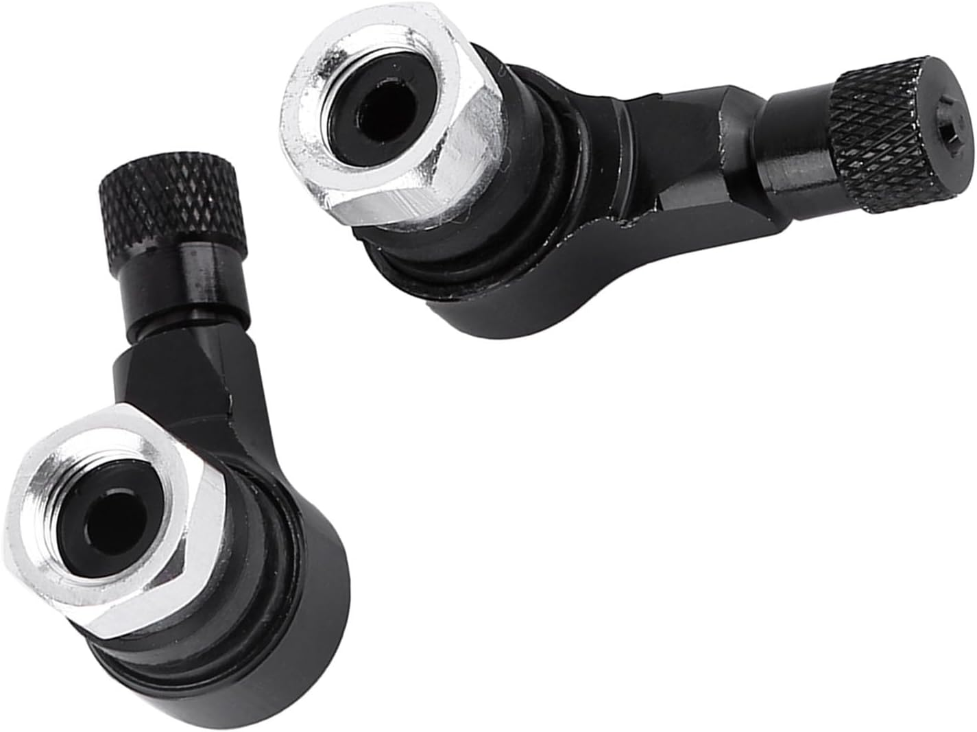 Universal Aluminum Alloy 90 Degree Tire Valve Stems Caps for Motorcycle, 2Pcs (Black) - Black image number 5
