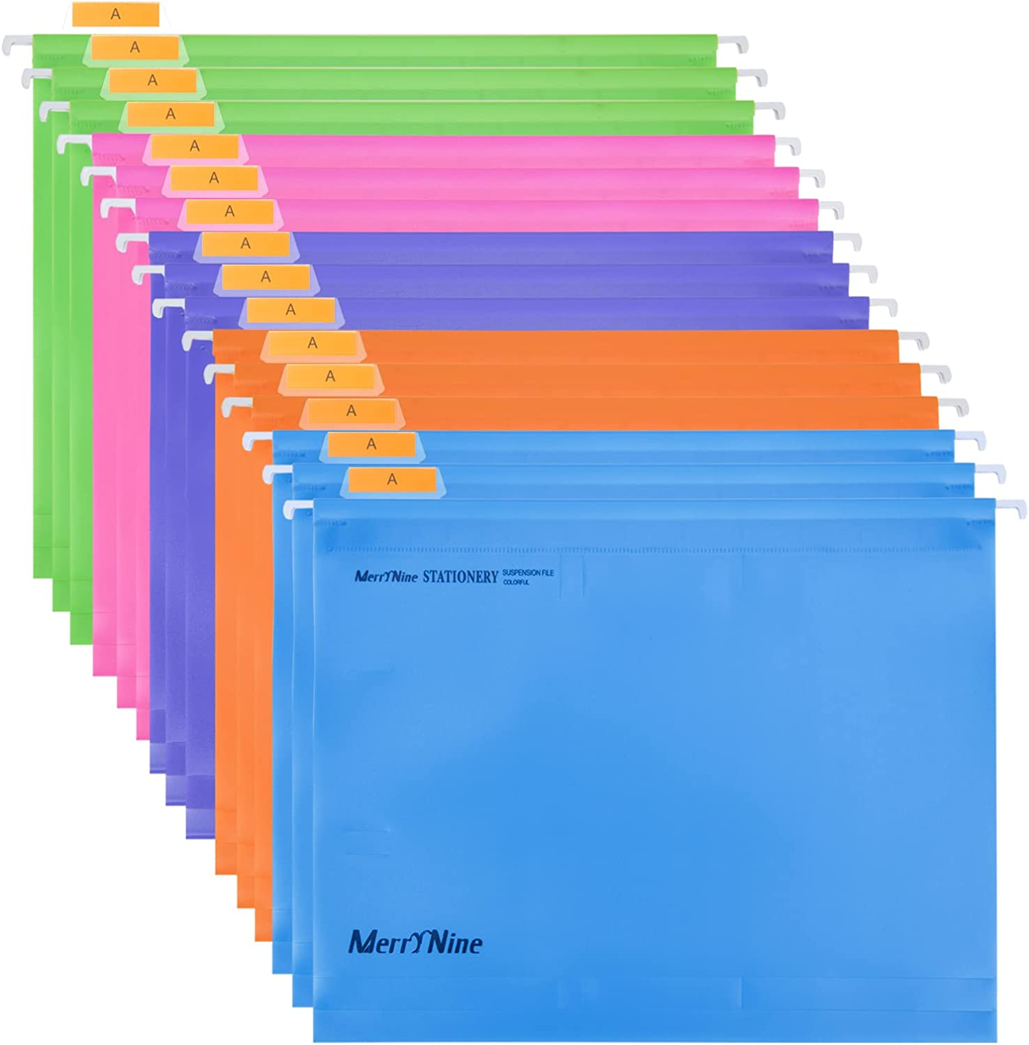 Merrynine A4 Suspension Files, 15PCS Polypropylene Filing Cabinet Suspension Files with Tabs and Card Inserts for School Home Work Office Organization