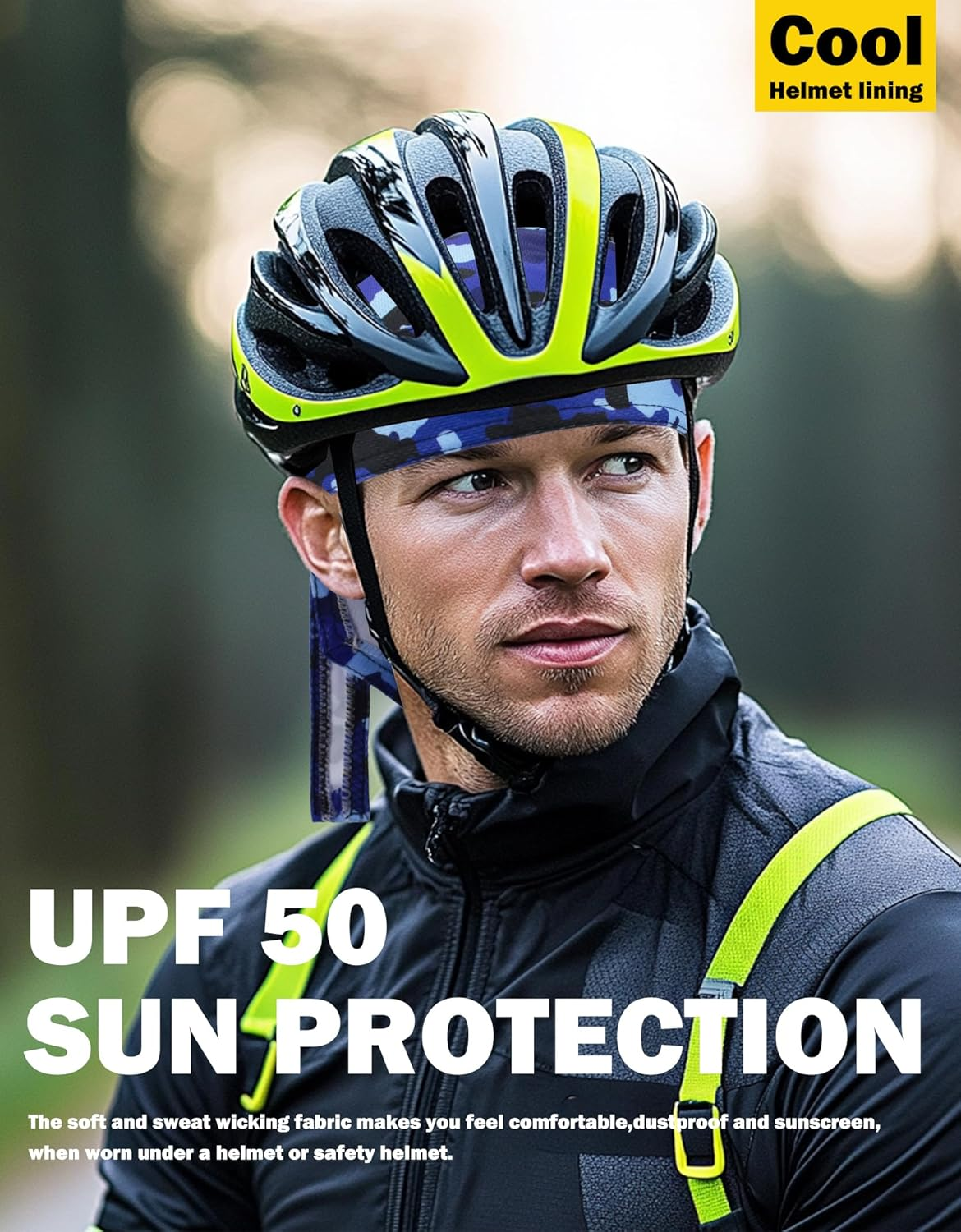 Kninmdor Do Rags Cycling Caps Helmet Liner Doo Rag Motorcycle Bandana Hat Sweat Liner Skull Caps Dew Rags for Men and Women - Black Sets image number 6