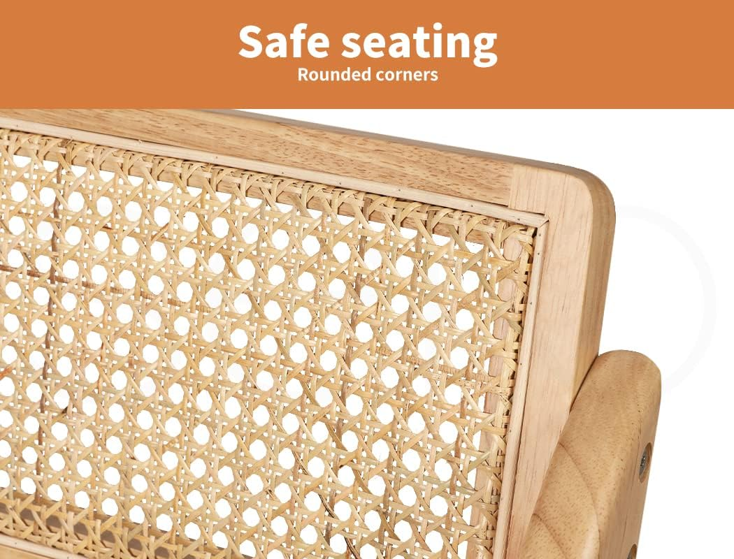 LEVEDE Wooden Dining Chairs, Set of 2 Reading Seating with Breathable Rattan Seat, Casual Cafe Chairs for Indoor Outdoor, Home Furniture for Dining Room, Living Room, Camping, Courtyard (Color Oak) image number 1