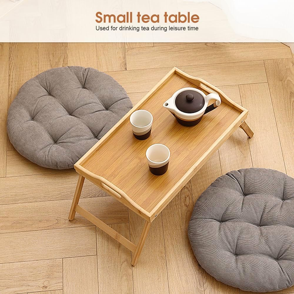 Clevinger Bamboo Bed Breakfast Tray, Breakfast Serving Table with Foldable Legs & Handles, Used as Laptop Computer Desk Snack Table TV Table,Snack Tray for Kids,Couples,Sofa,Eating,Working (1 Pack) - 2 Pack image number 7