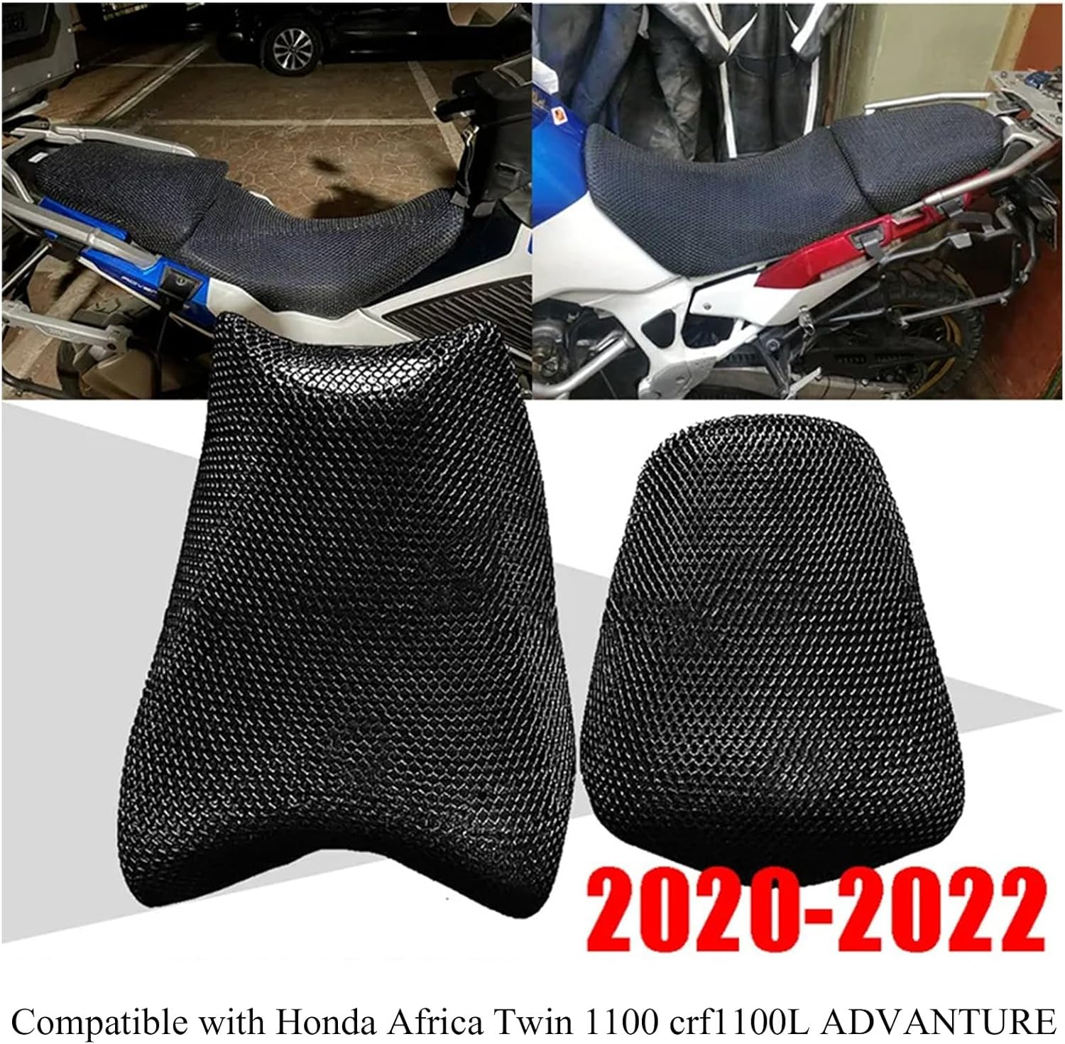 Motorcycle Seat Pad Motorcycle Breathable Seat Cushion Cover Compatible with Honda Africa Twin 1100 Crf1100L Adventure Front Rear 3D Mesh Saddle Seat Cover image number 3