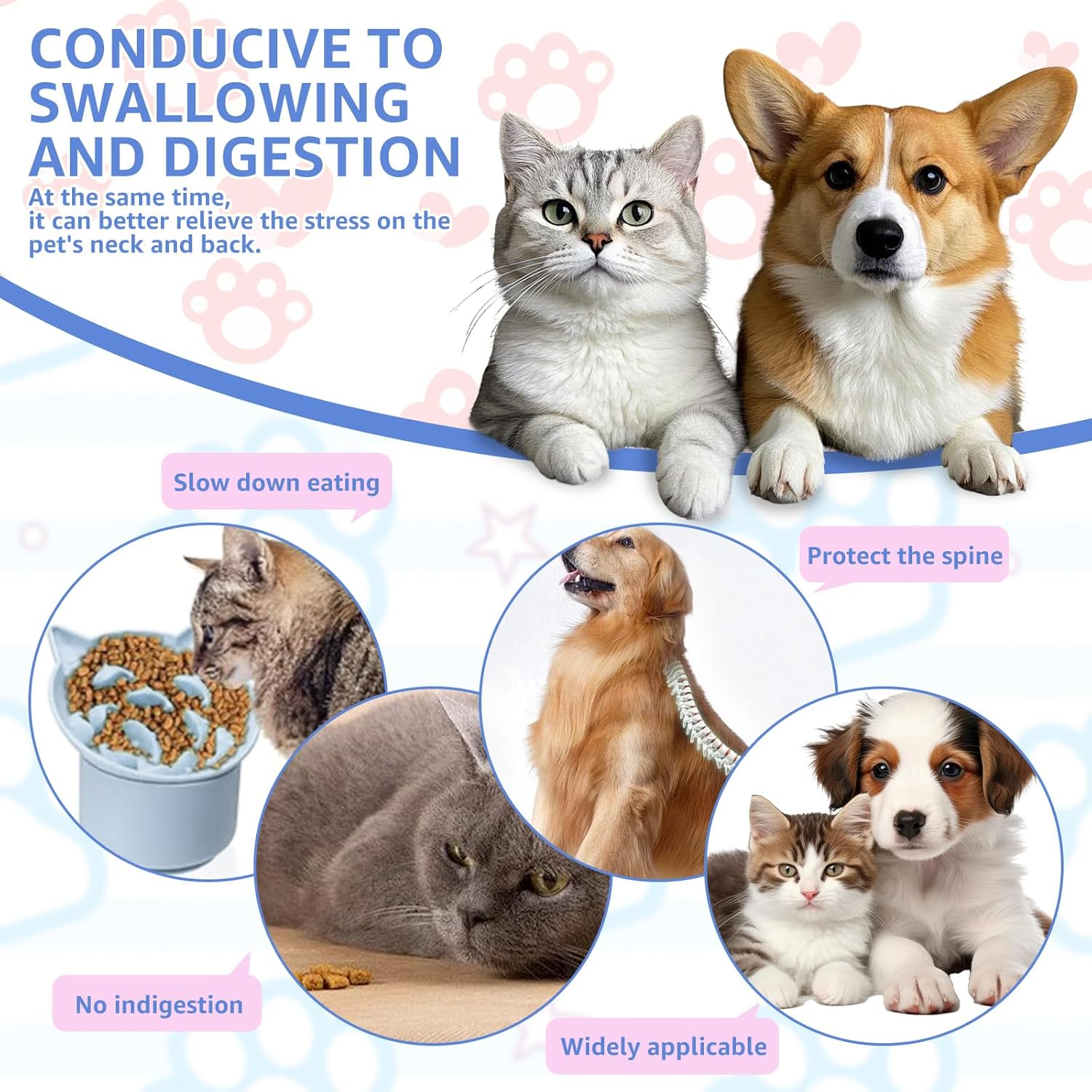 DJAPWPX 2 Pcs Silicone Cat Slow Feeder, Elevated Slow Feeder Dog Bowl with Nonslip Base, Adjustable Angle Pet Feeding Bowls to Slow down Eating for Cats Dogs image number 3