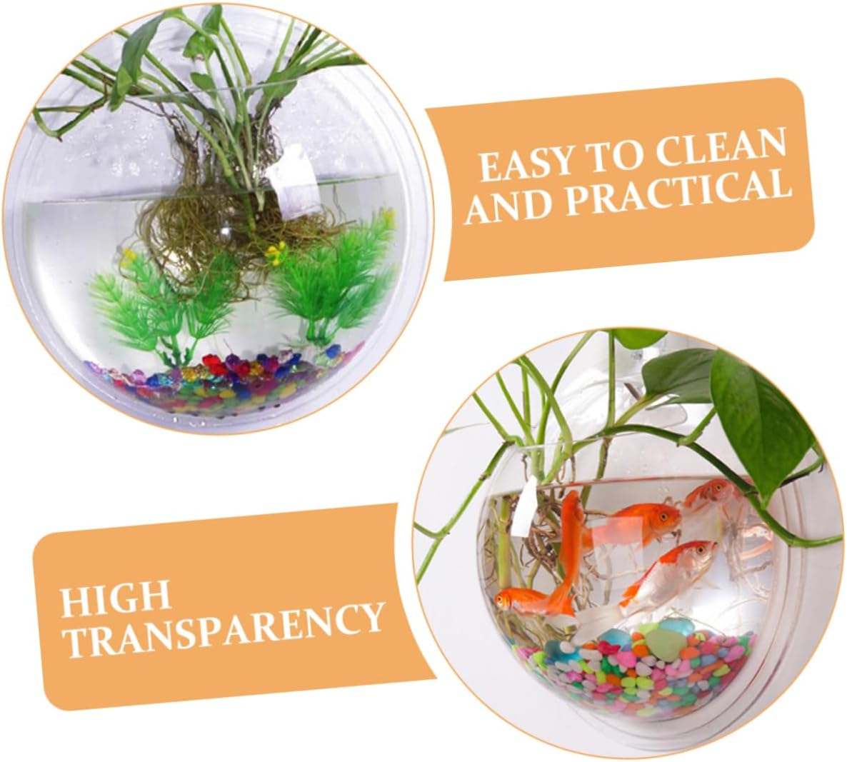 Wall Mounted Fish Bowl Flower Pot Clear Acrylic Bubble Vase for Aquatic Pets Decorative Plant Holder for Home Office Versatile Hanging Planter Comfortable Habitat for Fish image number 4