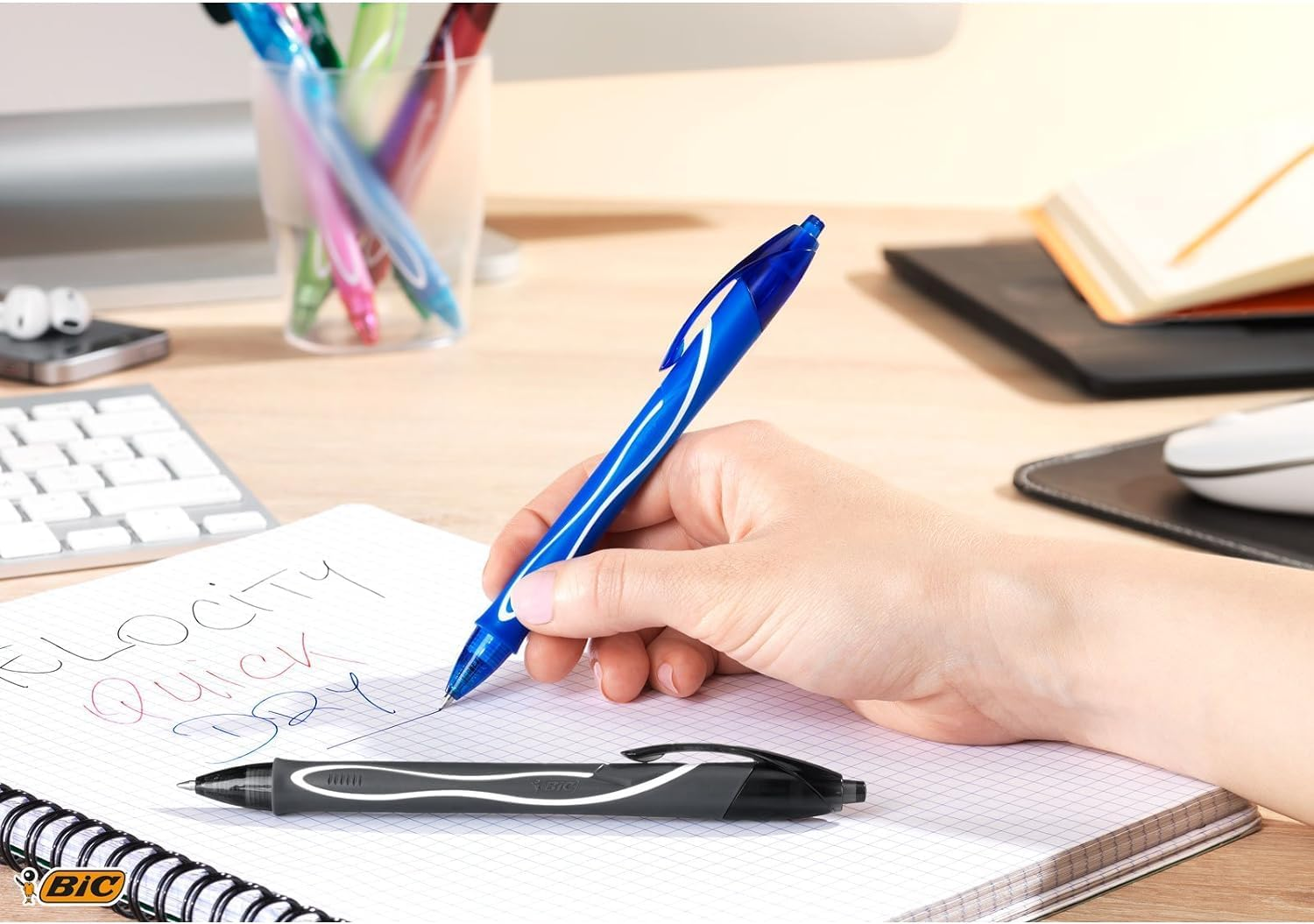 BIC Gel-Ocity Quick Dry Gel Pens, Medium Point (0.7 Mm), Purple, Box of 12, Retractable Pen with Ultra Fast Drying Ink image number 2