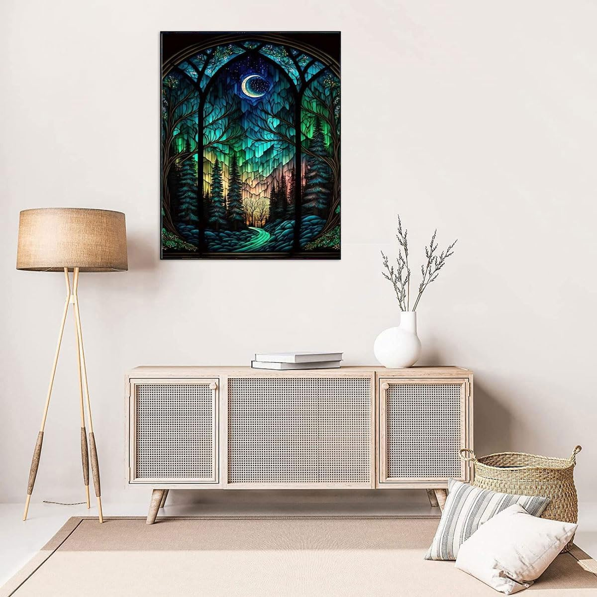 Starry Night Stamped Cross Stitch Kits - Tree Counted Cross Stitch Kits for Beginners Adults Needlepoint Moon Cross-Stitch Patterns Dimensions Needlecrafts Embroidery Kits Arts and Crafts image number 4