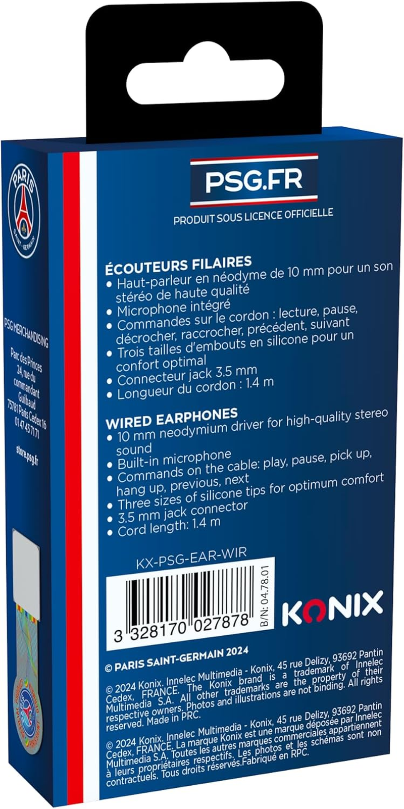 Konix PSG Wired Headphones - 10Mm Speaker - Built-In Microphone - 3.5Mm Jack - 1.4M Cable - Blue image number 5