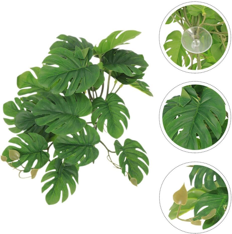 Alasum Artificial Hanging Plant with Suction Cup for Reptile Terrarium Decor Lifelike Climbing Reptile Plant Pendant Indoor Habitat Accessory for Lizards Amphibians Easy to Clean