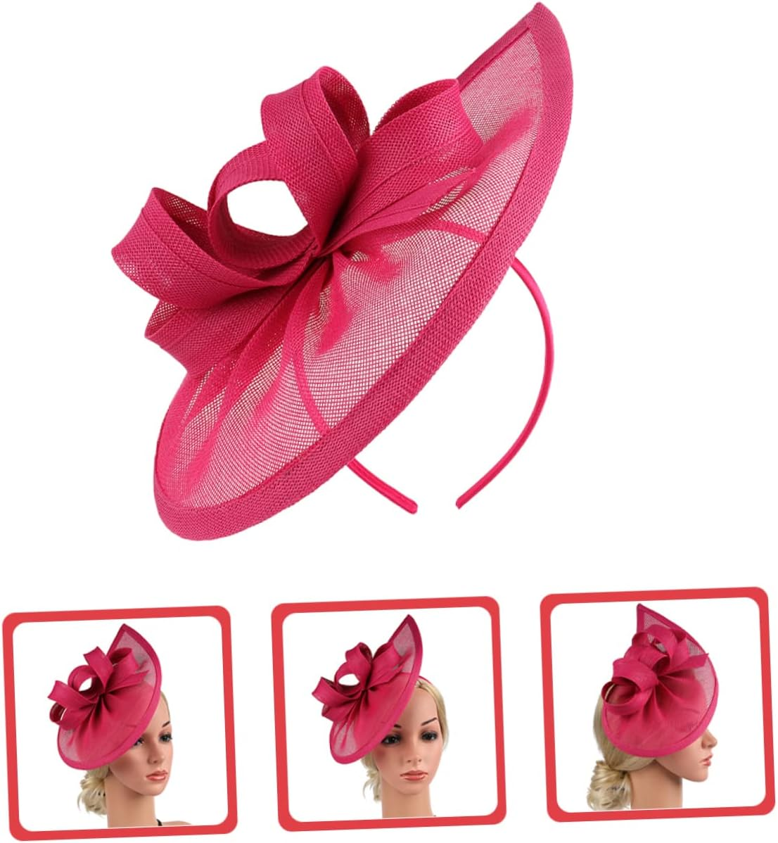 TOGEVAL Cocktail Party Hat Caps Wedding Hair Accessories for Women Hair Barrettes Floral Decorations Tea Hats for Women Wedding Decor Hair Accessories Small Hat Linen Black - As Shown image number 2