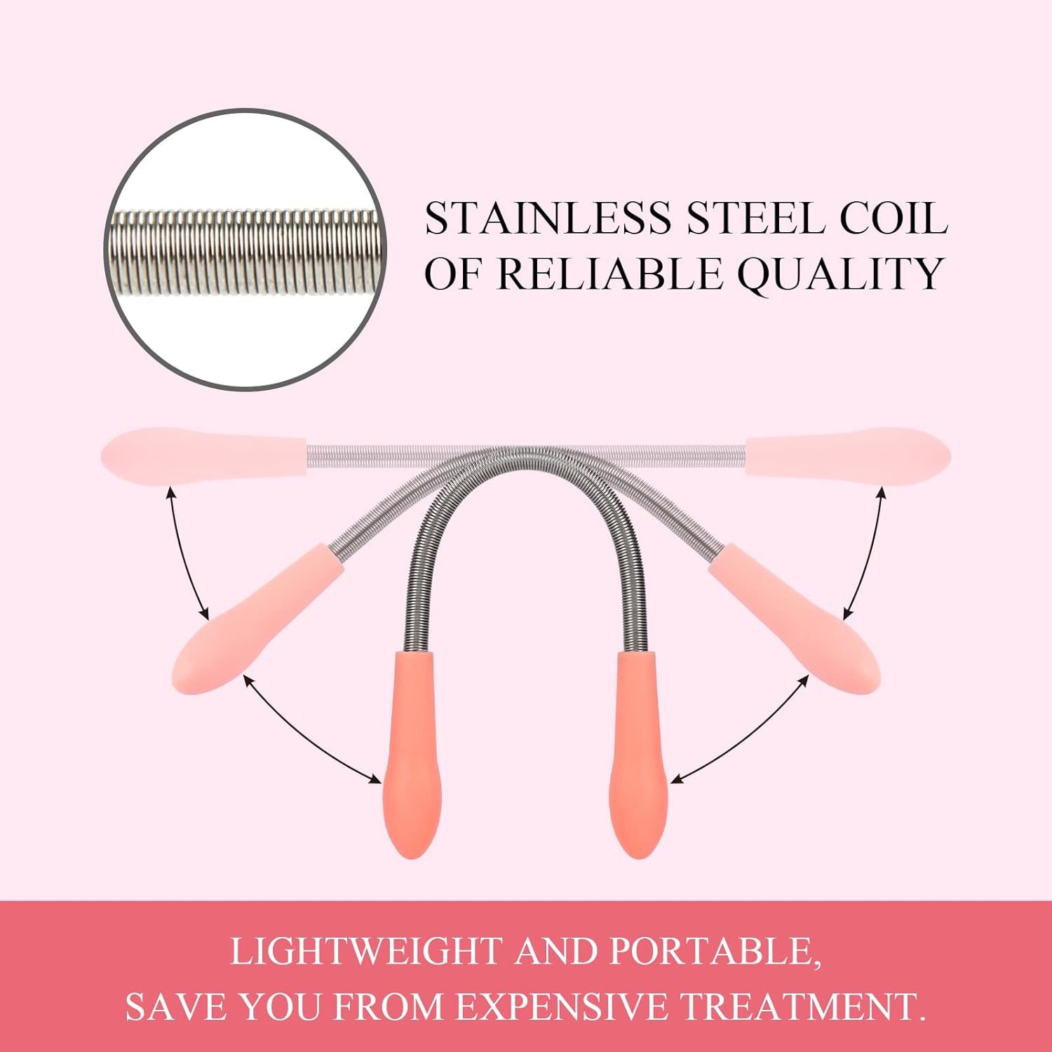Spring Hair Remover - 4 Pack Stainless Steel Spring Epilator - Facial Hair Remover for Women Face, Chin Hair, Upper Lip Hair, Women Mustache - Red image number 4