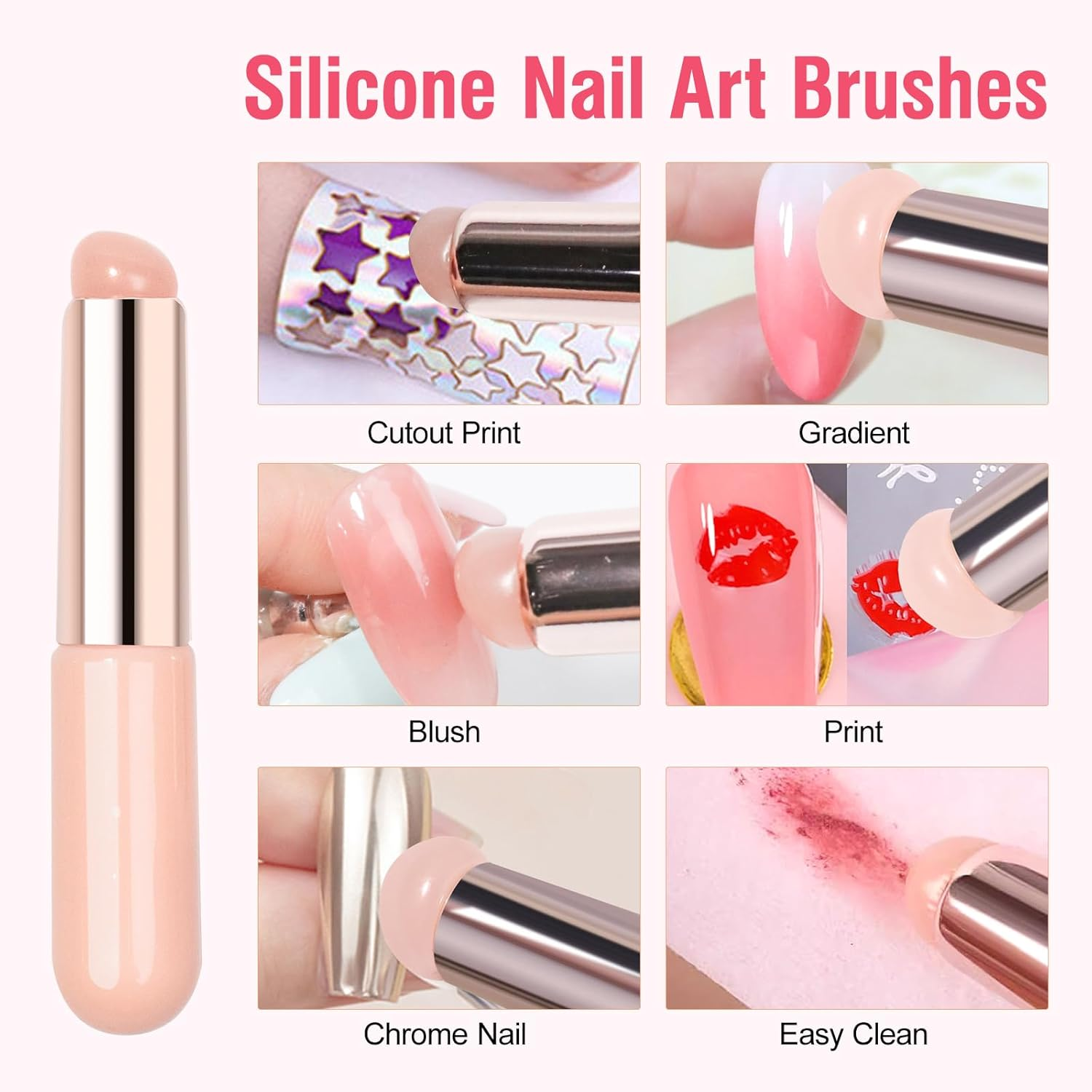 French Tip Nail Tool, Nail Stamp Long & Short Jelly Nail Stamper, Silicone Nail Brush, French Manicure Kit Upgraded Model Tear-Resistant, Nail Art Tools for DIY Salon & Home image number 1