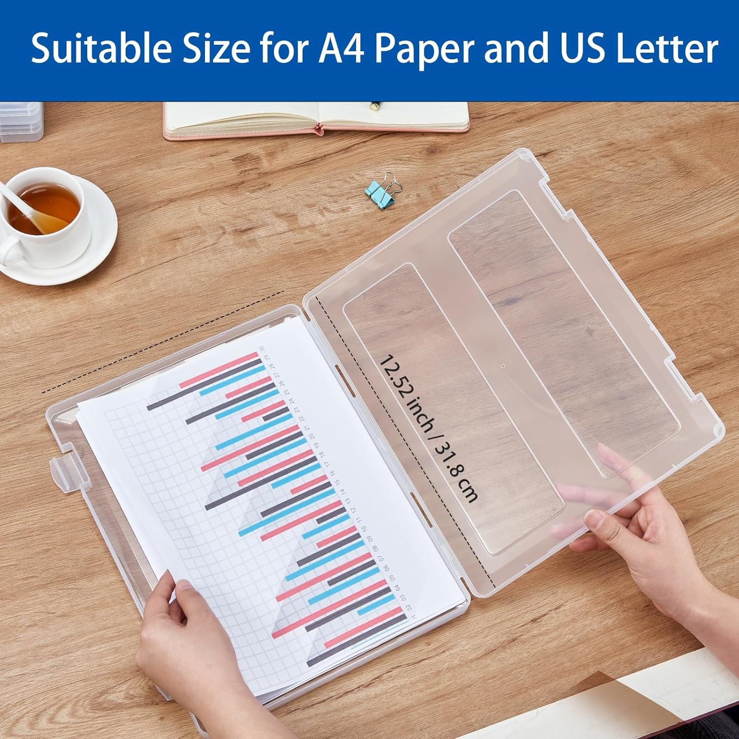 Mickiewicz 4 Pack A4 Paper Storage Box, 8.5 X 11 Project Case for US Letter, Thick Scrapbook Storage Box Craft Storage Box Art Supplies Storage and Organization, Board Game Storage and Organizers image number 1