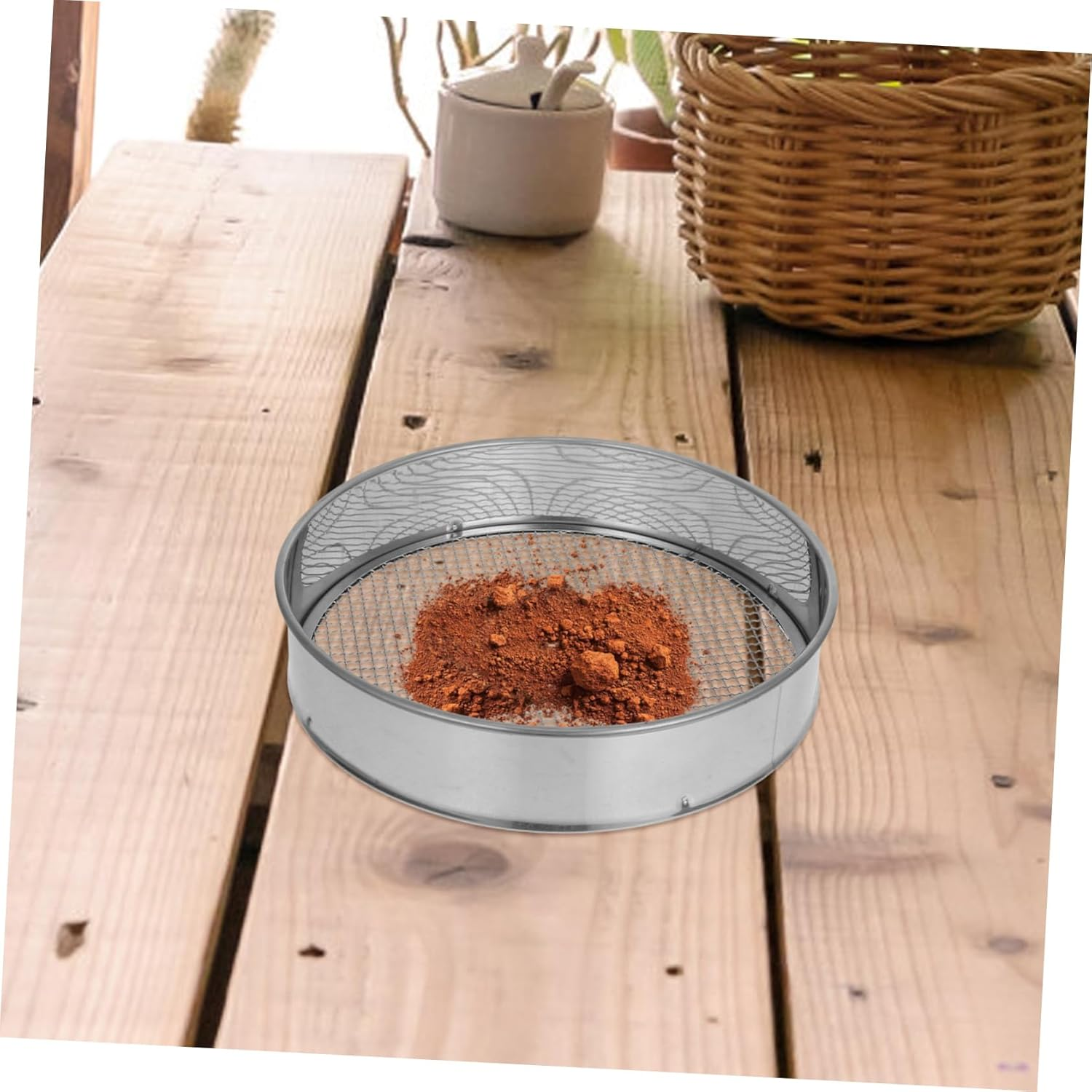 Garden Soil Sifter Mesh Sieve Sifting Pan Soil Sifter for Rocks Multi-Use Sieve for Gardening image number 2
