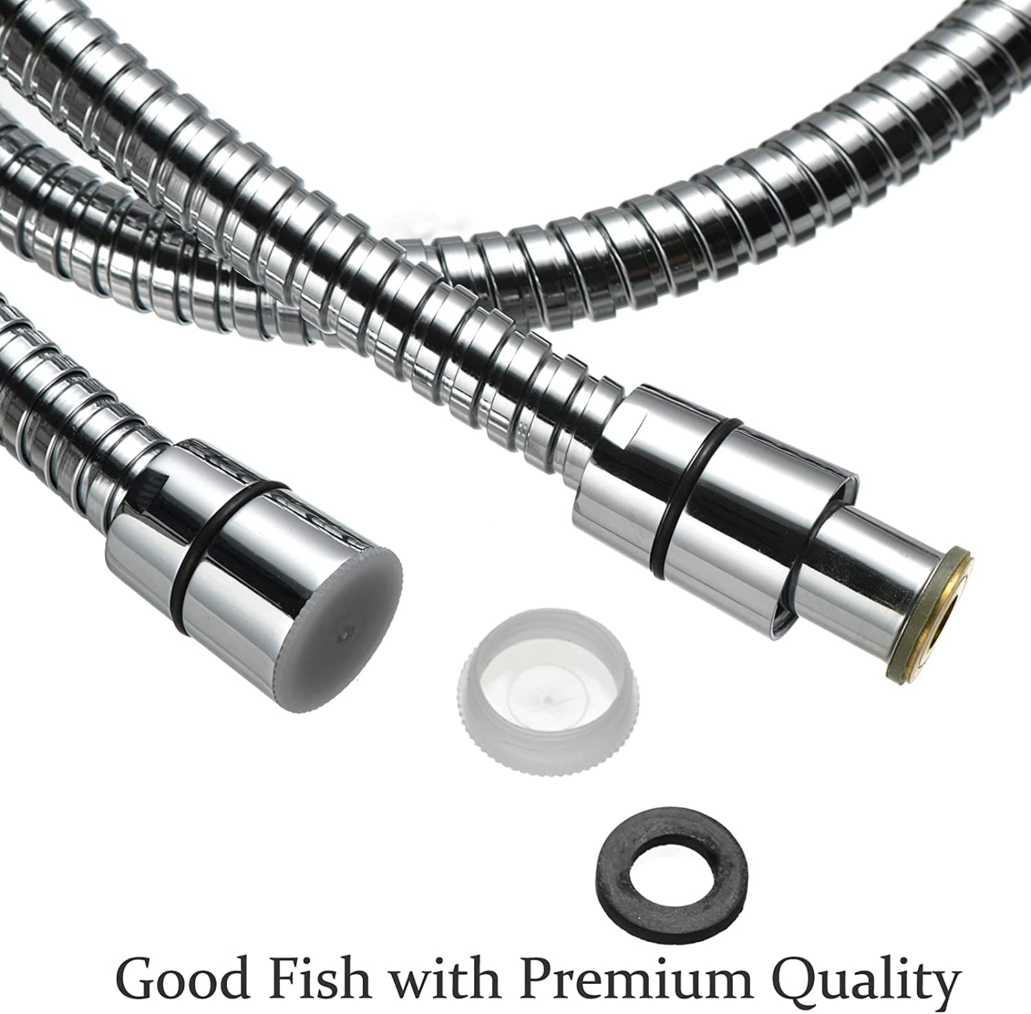 1.75 Meter Shower Hose,Double Lock Stainless Steel Replacement Handheld Shower Hose with Brass Fittings,Teflon Tape and Washers image number 5