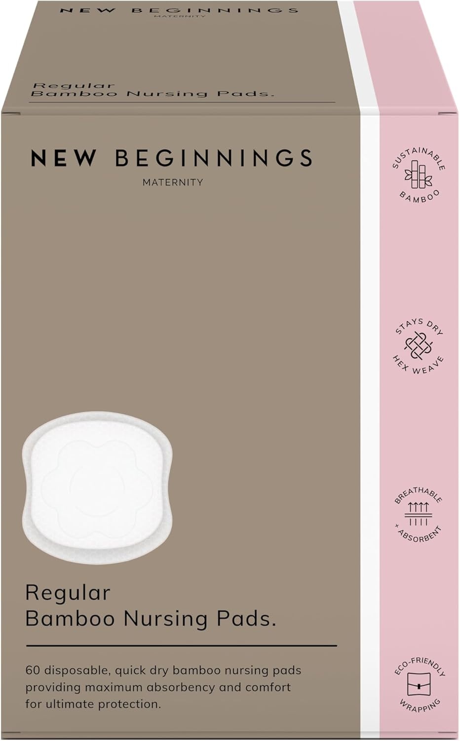 New Beginnings Regular Bamboo Disposable Nursing Pads (60 Pieces Pack) image number 3