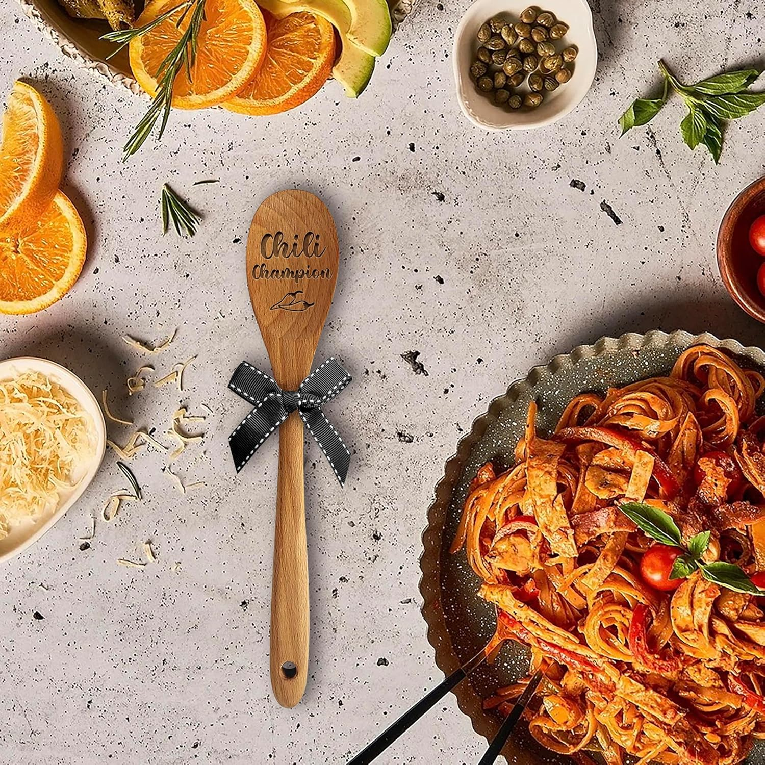 LRUIOMVE Chili Champion Wooden Serving Spoon - Suitable for Cooking, Chili Contests, Mixing, and Stirring - Great for Chili Cook Offs - Funny Spoon Gifts for Him, Her, Boys, Girls, Husband, Wife image number 1