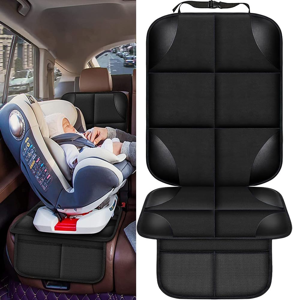 Car Seat Protector for Child Car Seats, Thick Padding Seat Protector under Baby Car Seat, Waterproof Non-Slip Seat Cover for Child and Pet, Anti-Wear Safety Seat Protectors with Pockets image number 3