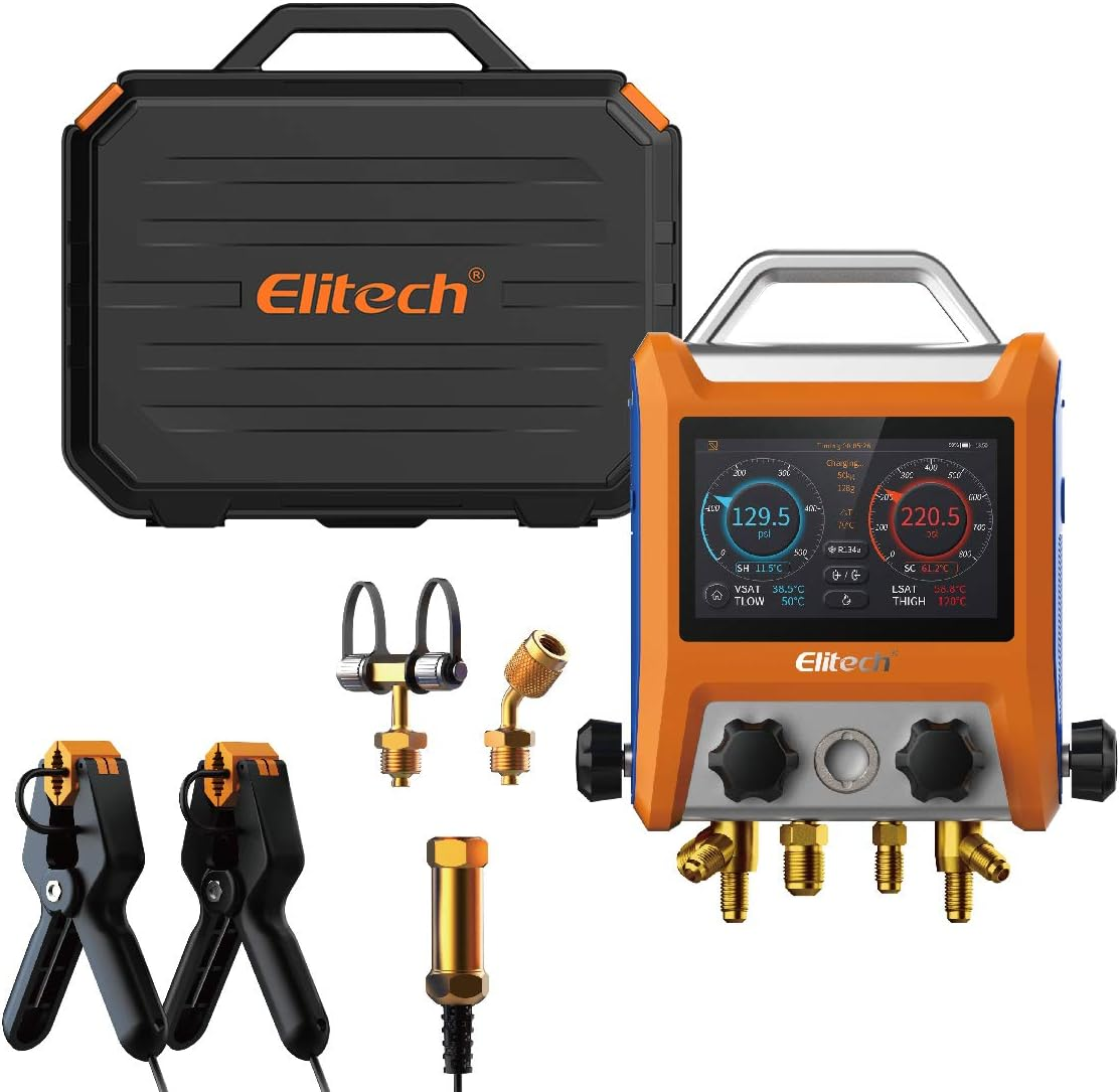 Elitech EMG-40V 4 Valve Smart Digital Manifold Kit with 5" Smart Touch Screen and HVAC Meter with Bluetooth image number 3