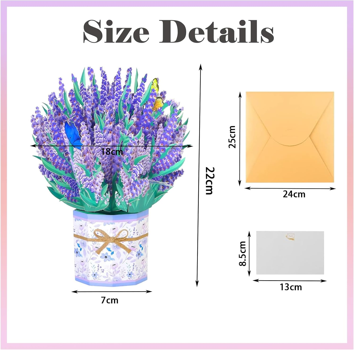 3D Pop up Mothers&rsquo; Day Card with Envelope and Note Card, Handmade Flower Greeting Card Flower Bouquet for Birthday, Mothers' Day, Anniversary, Valentine'S Day (Lavender) image number 3