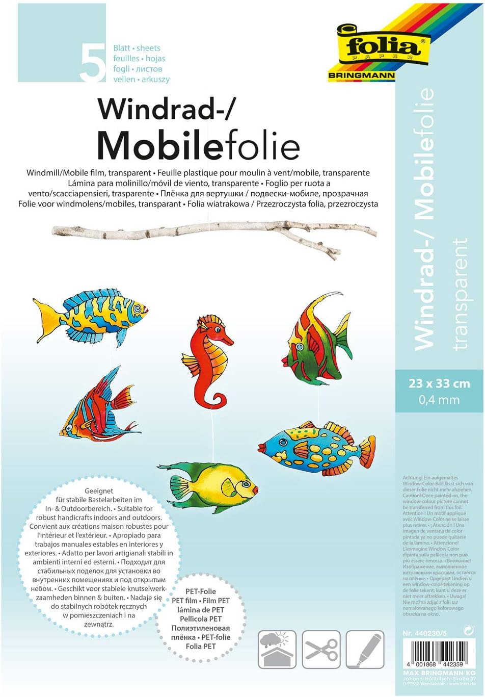 Folia 440230/5 Mobile Film Wind Wheel PVC Transparent 0.4 Mm 23 X 33 Cm 5 Sheets for Mobiles or Wind Mills image number 4