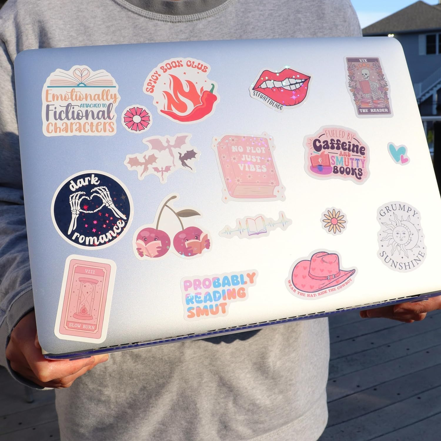 126 PCS Book Stickers for Kindle, Bookish Stickers for Readers Adult Spicy Booktok Vinyl Decals for Laptop IPAD Ebook Reader Water Bottle Girls Holographic Waterproof Romance image number 5