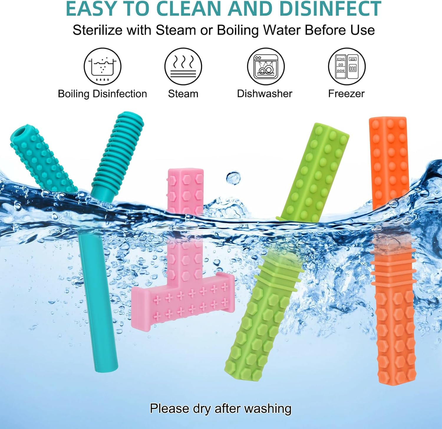 Sensory Chew Toys for Autism & ADHD - 4-Pack Silicone Chew Tubes for Kids & Adults | Safe, Durable, and Fun Oral Motor Aids image number 3