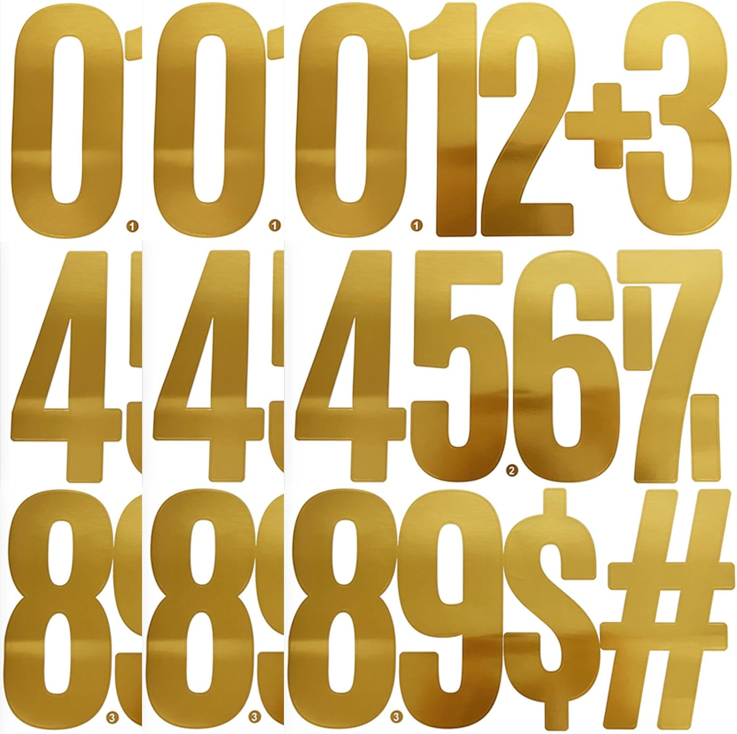 6 Inch Gold Number Stickers,30 Pieces Self Adhesive Large Alphabet Symbol Sticker for Door,Mailboxm,House,Cars,Trucks,(6 Sheets Gold) image number 3