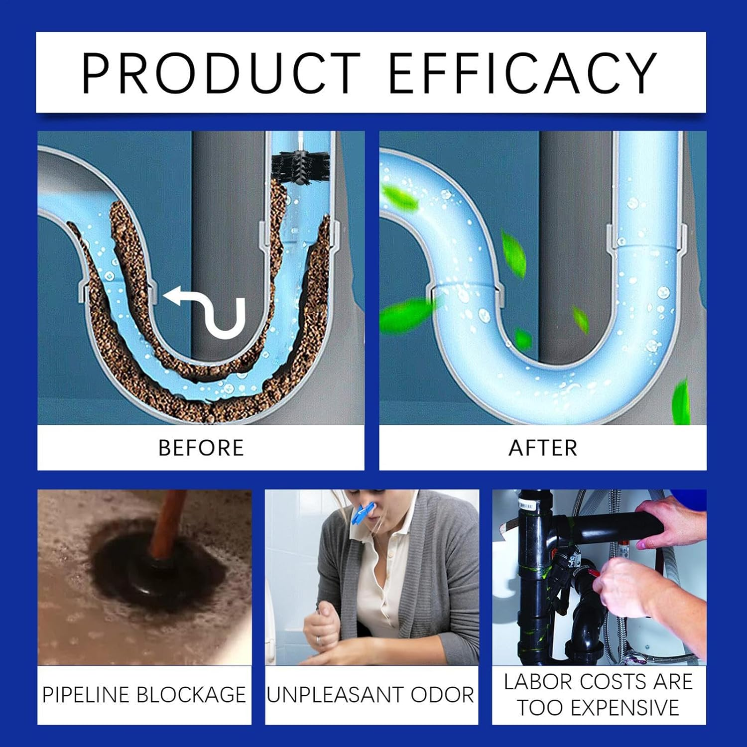 Pipeline Dredging Agent,Quick Drain Toilet Cleaner - Fast Breakdown Unclogger Powder Eliminator for Kitchen Pipeline Shower Sinks Tank