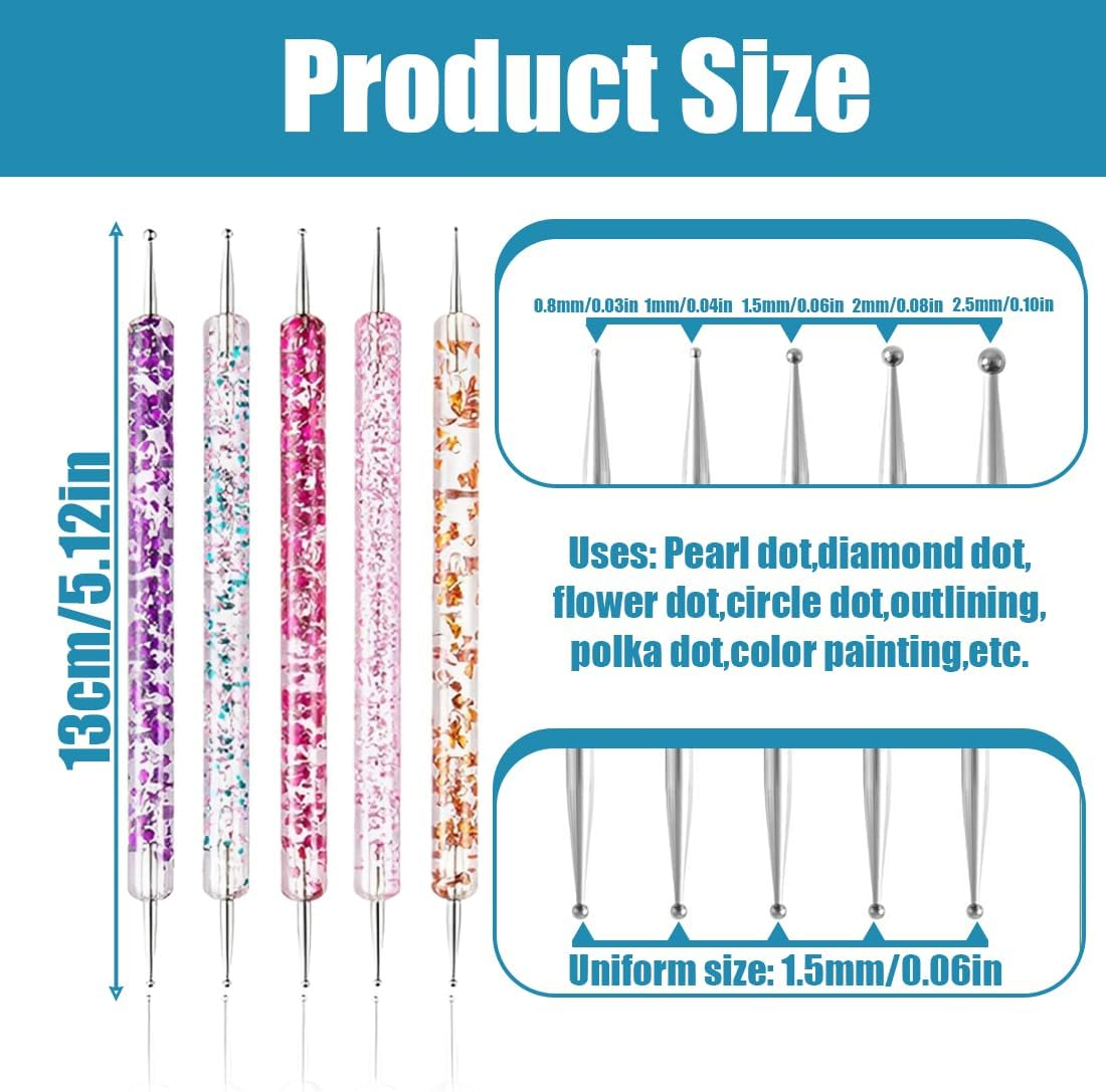 10 Pieces Nail Brush, Nail Design Brush, Double End Nail Art Brush Kit, Acrylic Nail Art Brush, Nail Brush Professional Painting Pen, Extremely Fine Bristles for DIY Nail Art, Salon and Home Use image number 1