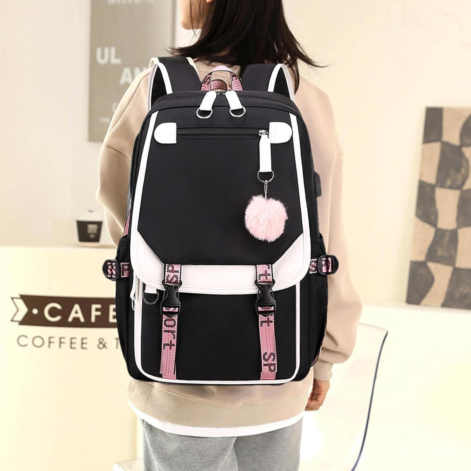 Laptop Backpack for Girls | Women'S High School Backpack with USB Port for School Supplies,27L Waterproof Backpack, Durable and Long-Lasting School Bag image number 2