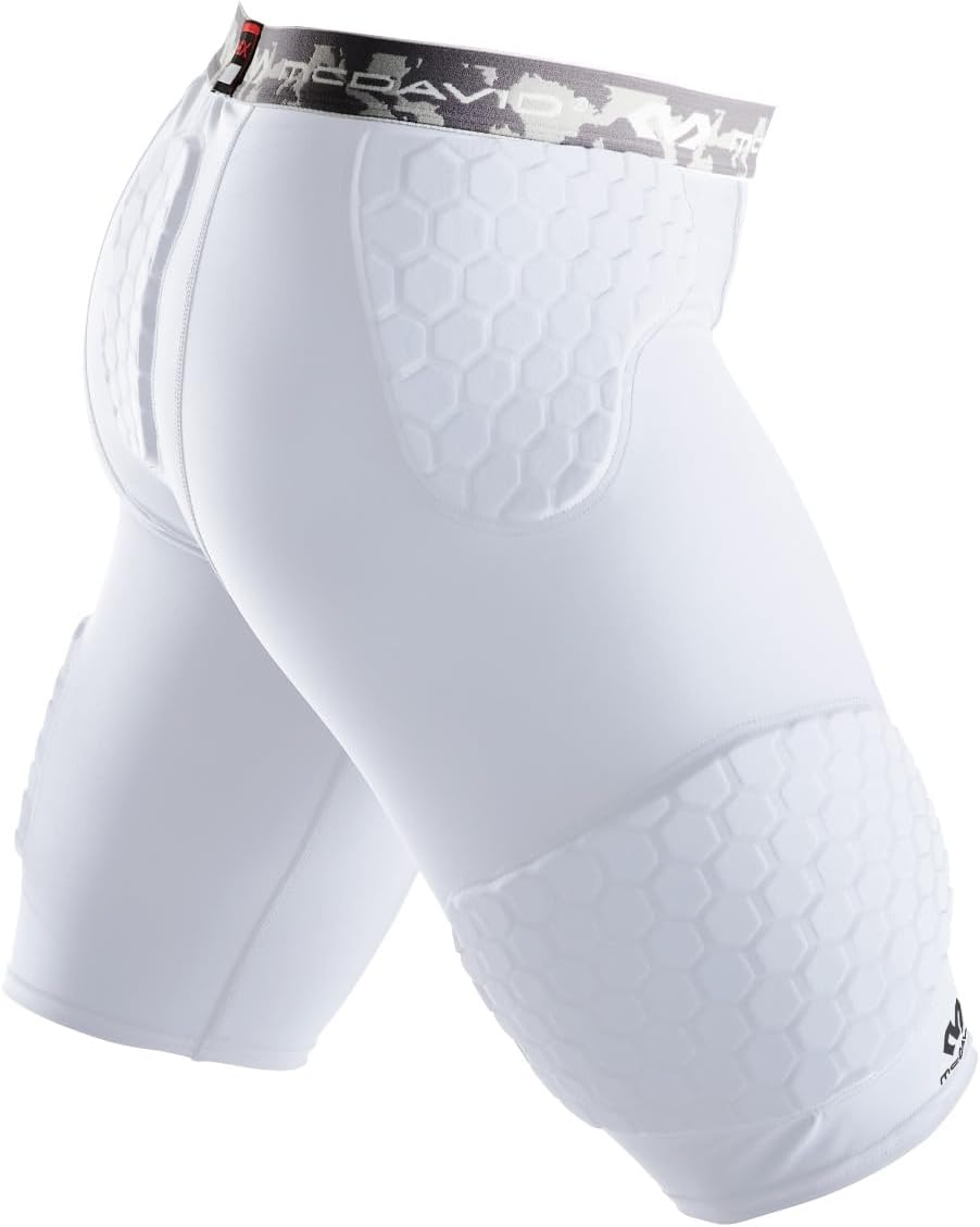 Mcdavid Compression Padded Shorts with HEX, Hip, Tailbone, Thigh Pads - Girdle Tights for Football, Hockey, Basketball-Unisex