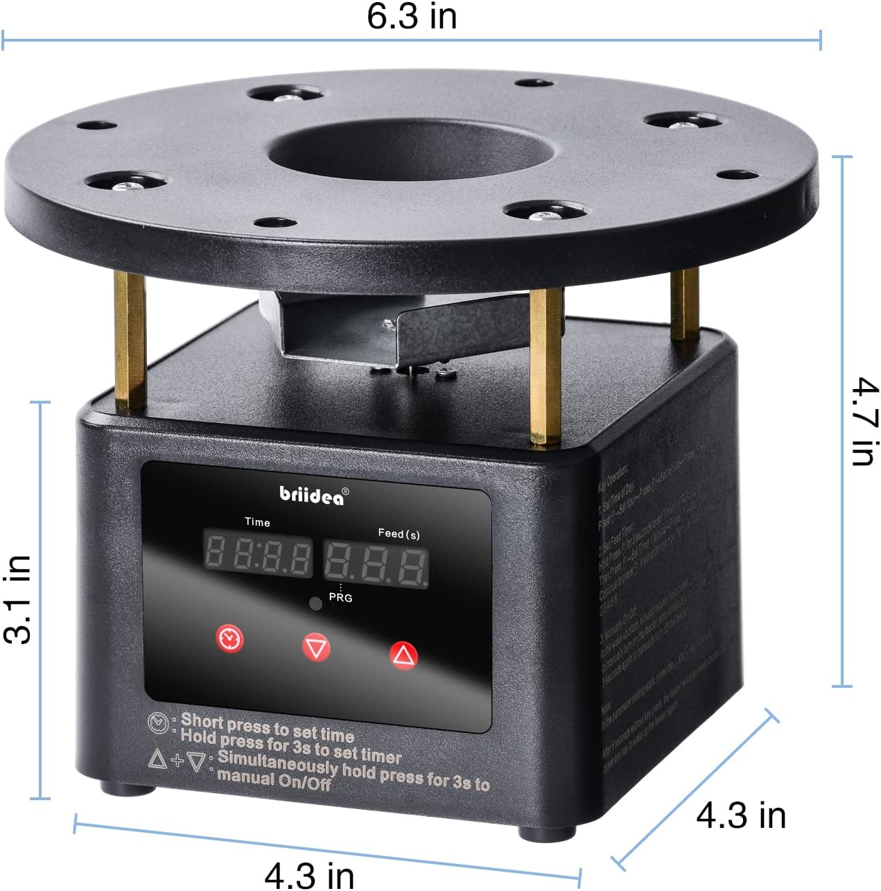 Briidea Deer Feeder Timer, All-In-One Deer Feeder Motor and Timer Kit with Programable Digital Timer, Metal Spin Plate, Adjustable Mount, Black image number 3
