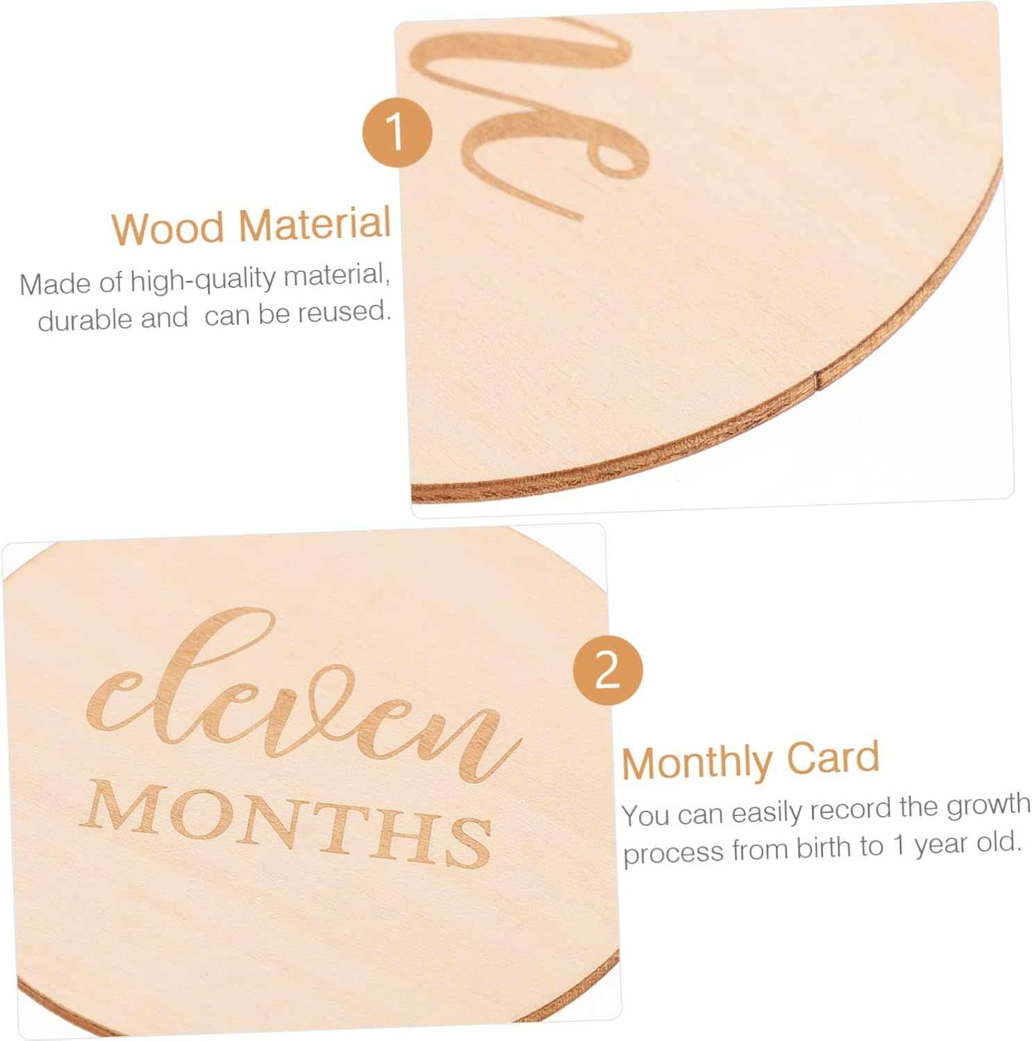 14Pcs Milestone Wood Discs Photo Props round Cards for Newborn Growth Tracking Birthday and Shower Decoration Practical Keepsake for Boys image number 6