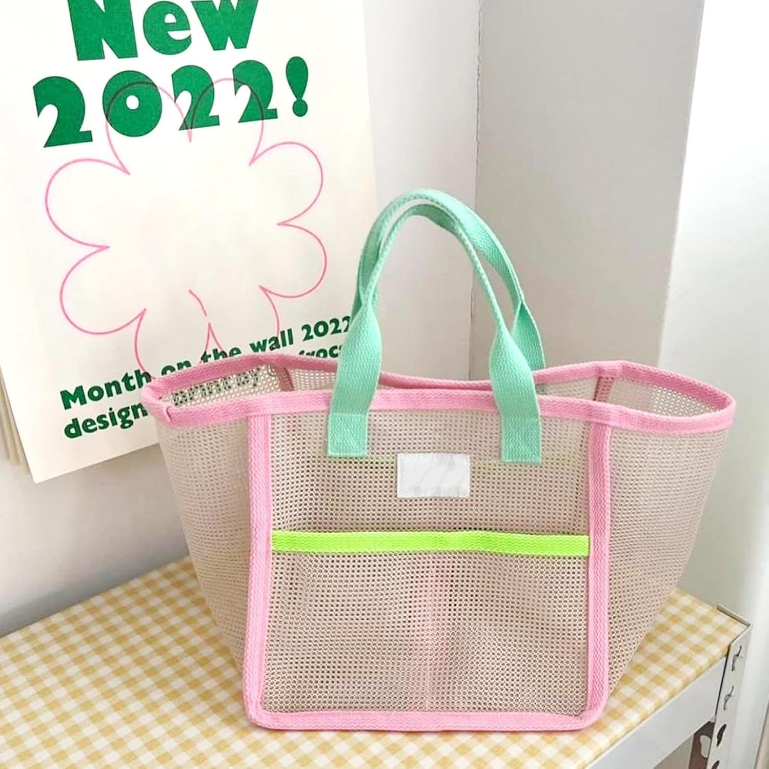 Mesh Beach Bag | Sandproof Beach Bag | Beach Toy Bag, Vacation Travel Bag, Kids Beach Bag, Mesh Tote Bag, Beach Gear Bag, Beachessentials Bag, Beach Storage Bag, Vacation Beach Bags, Pink, Refer To image number 1