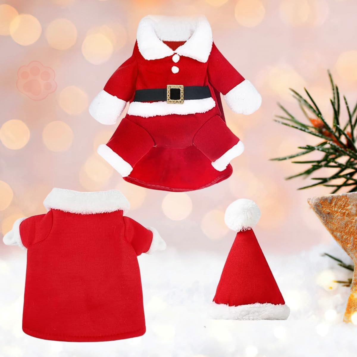 Christmas Pet Clothes, Santa Claus Costume for Dogs Cats, Cat Costume Christmas, Outfit Christmas for Kittens and Small Dogs, Dog Costume Christmas for Party (Size L) image number 5