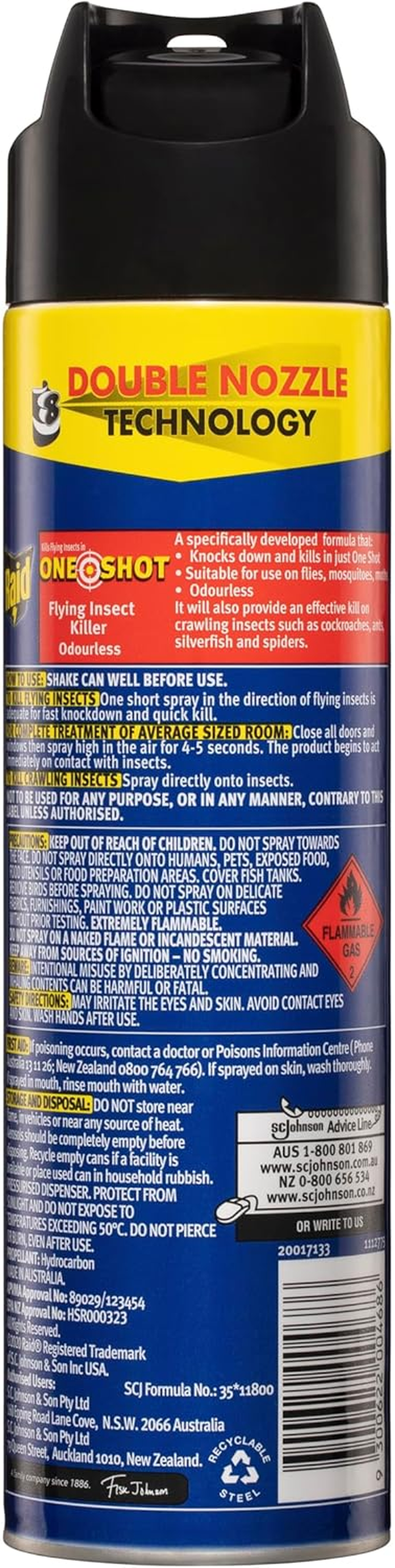 Raid One Shot Pest Odourless Flying Insect Killer Spray 320 G image number 2