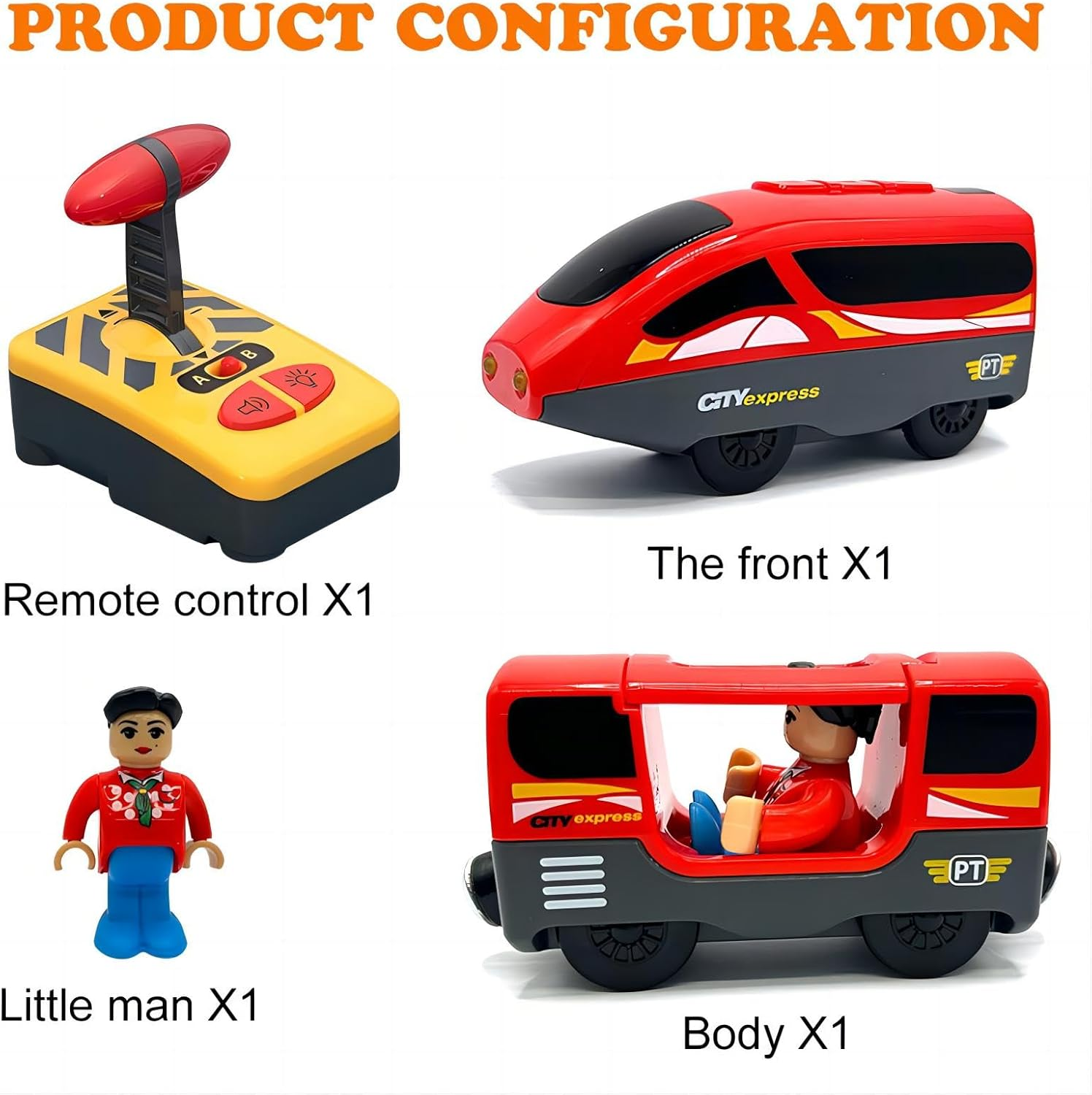 B-Qtech RC Electric Train Toy, Battery Operated Educational Toy, Compatible with Brio Fits Thomas Fits, Remote Control Train for Wooden Track Boy Girl 3 4 5 Years image number 3