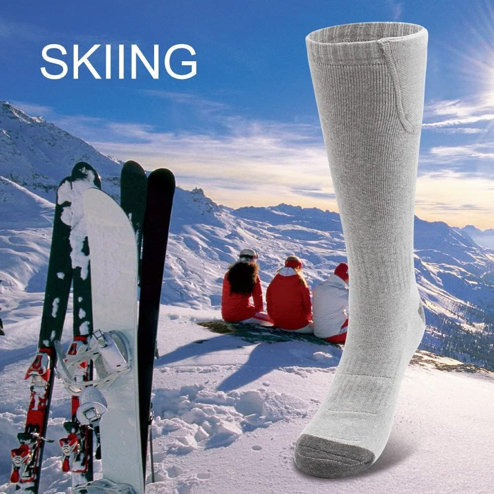 Heated Socks for Men Women, 3.7V 2200Mah Electric Rechargeable Battery Thick Long Ski Socks for Winter Cold Weather Hunting Hiking Camping Skating Motorcycle Cycling Fishing image number 4