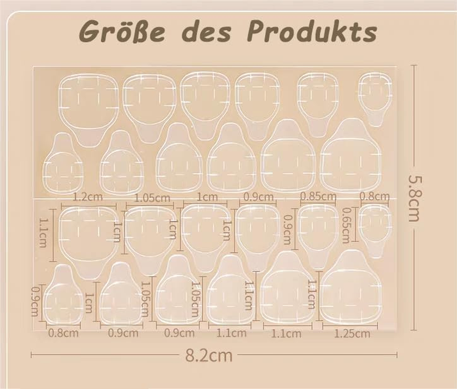 720 Pcs False Nail Sticky Tabs, 30 Sheets Transparent Double-Sided Adhesive Nail Tabs - 12 Sizes, Reusable & Nail-Friendly Sticky Pads with Protective Film