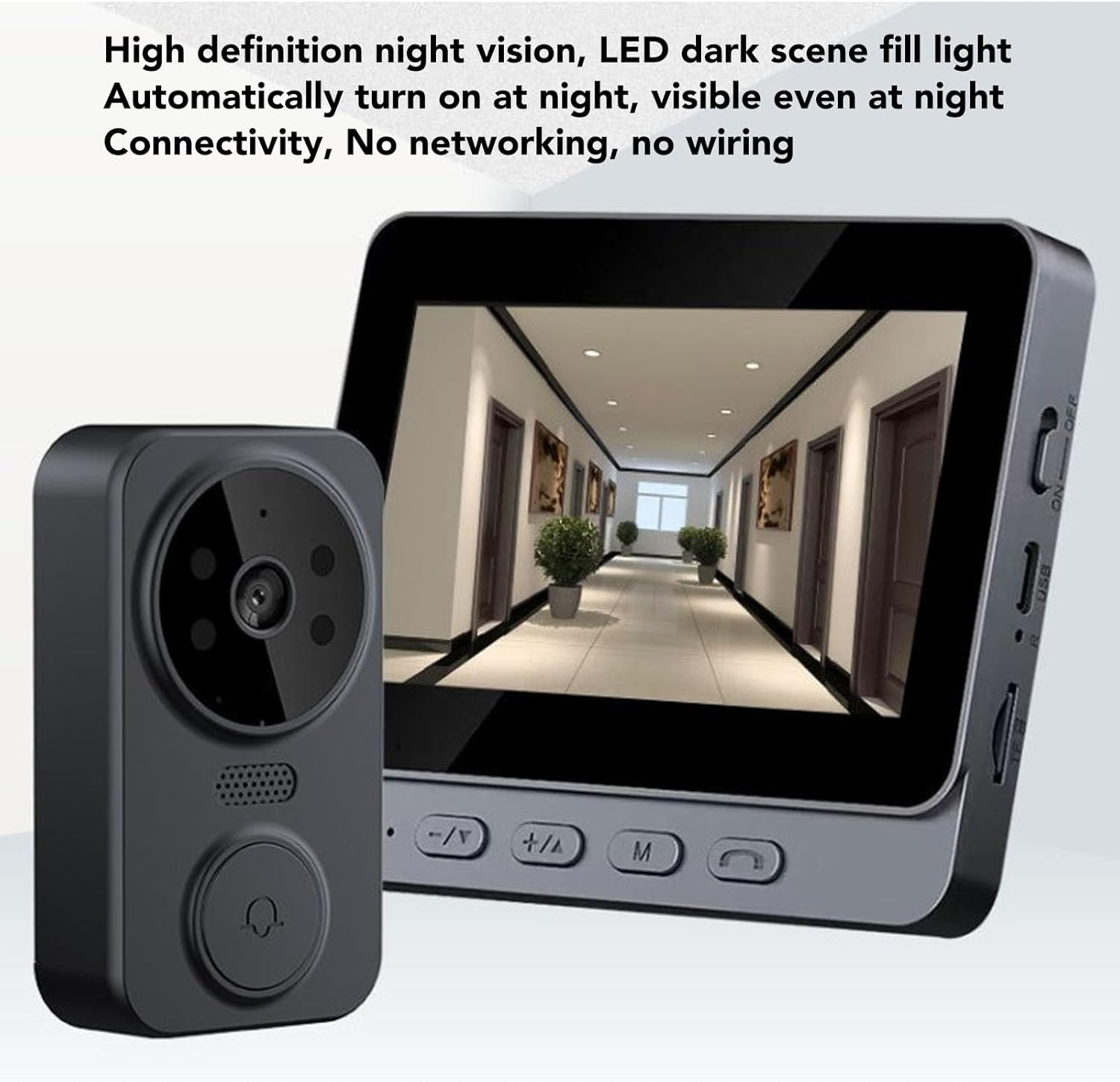 Video Doorbell Wireless Bluetooth Doorbell Camera, 4.3 Inch Display 2 Way Audio Intercom, 8MP 1080P HD Night Vision 170&deg; Wide Angles Smart Door Peephole Camera, Easy to Install image number 5