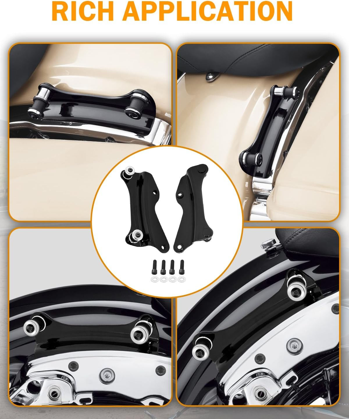 PBYMT Vivid Black 4 Point Docking Hardware Kit Compatible for Harley Davidson Road Glide Road King Street Glide Electra Glide Touring 2014 2015 2016 2017 2018 2019 2020 2021 2022 2023 - Black image number 5