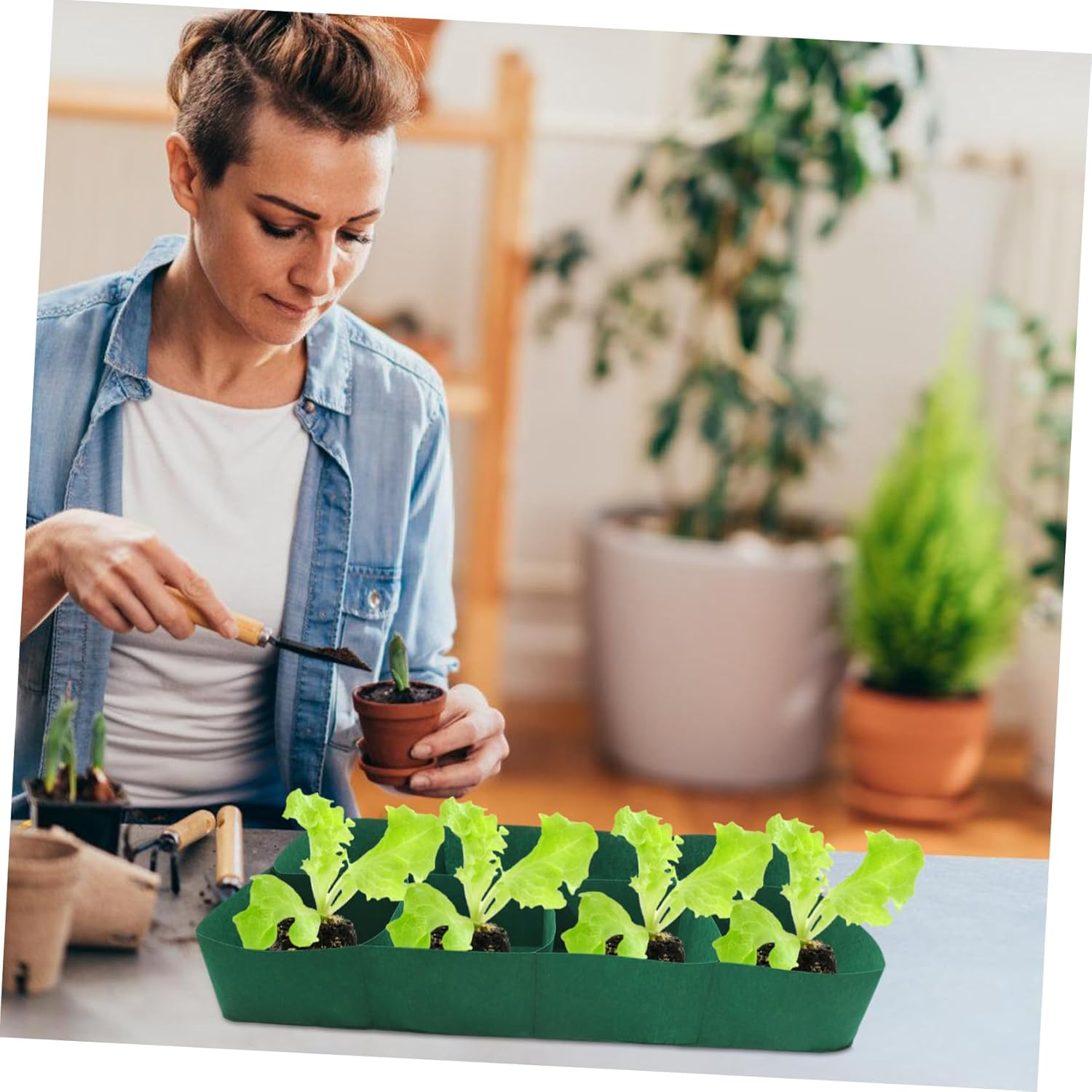 Outanaya Garden Plant Bed Felt Grow Bag Fabric Raised Planter for Vegetables Fruits Flowers Green Easy to Manage Gardening image number 2