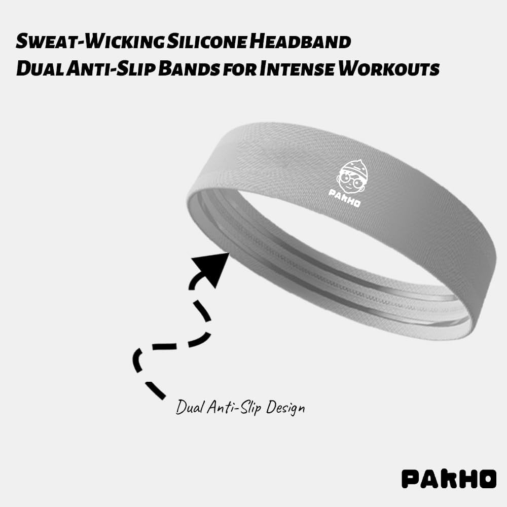 Headband for Men and Women 3PCS/1PC Trendy Silicone No Slip Sweatbands Stretchy Headbands for Workout Yoga Running and Cycling - 3Pc-Pink image number 3