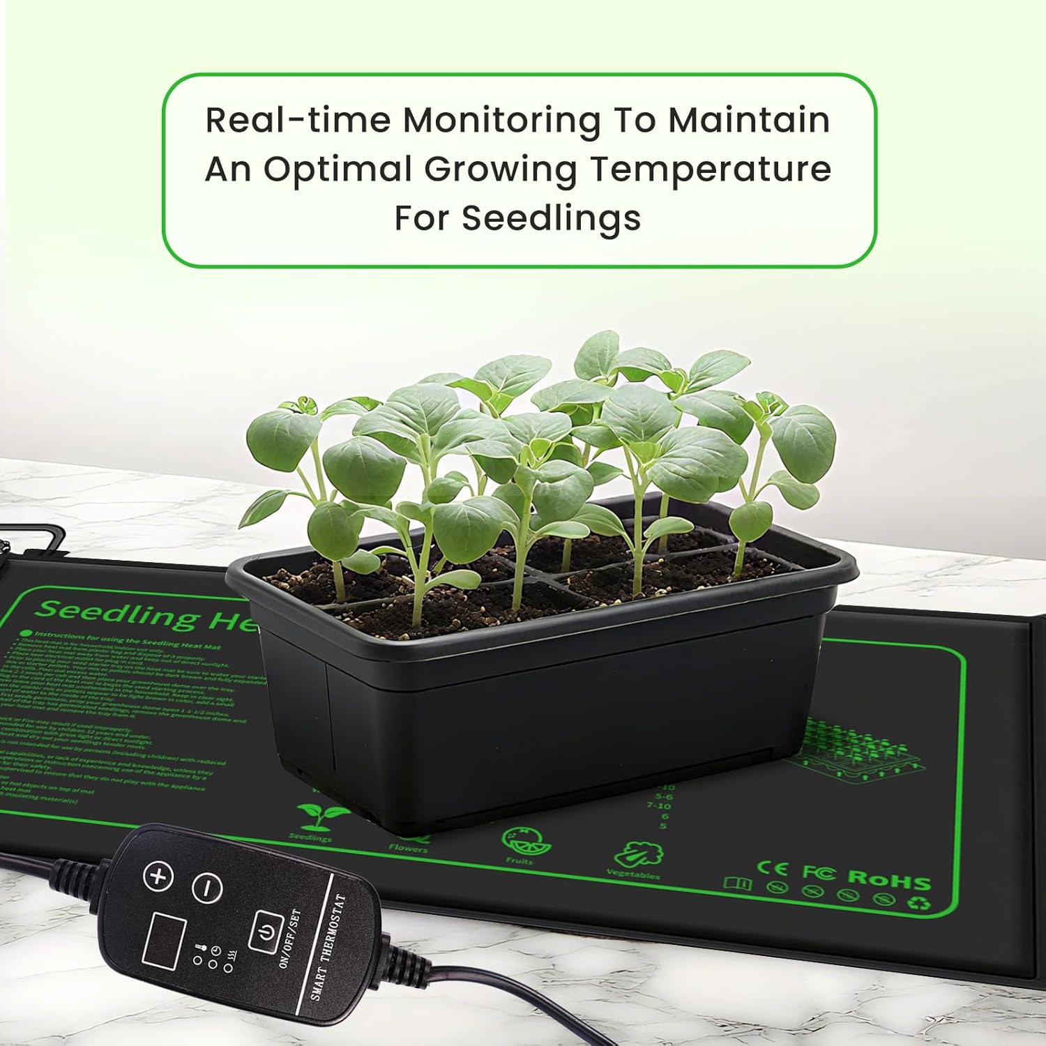 Tobebright Seedling Heat Mats with Thermostat Digital, 20W Waterproof Heating Pads 52.7X25.4 Cm (10" X 20.5"), Plant Heating Mat for Seed Germination Greenhouse Propagation Hydroponic Reptile Warmer image number 1