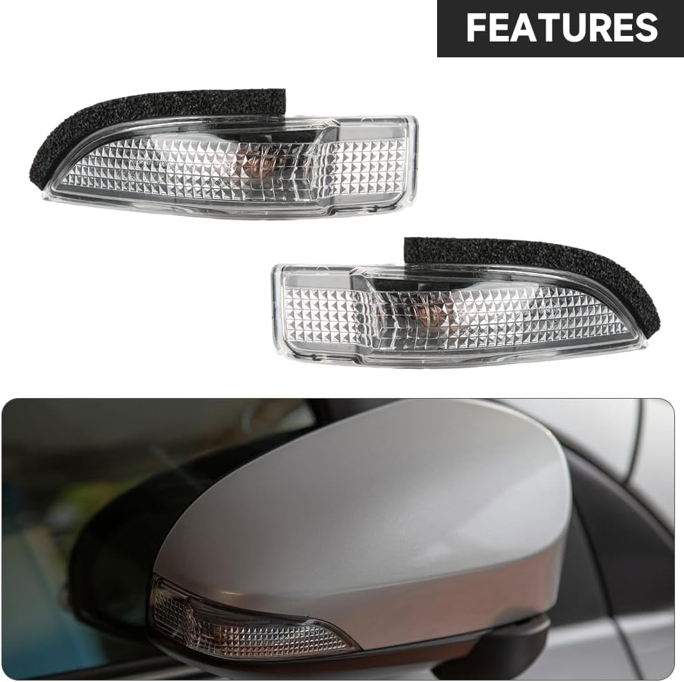 Rear Left Right Mirror Signal Lamp Indicator Flashing Light - Compatible for Toyota Corolla 2014-2017 - Replace Part 81740-52050 Set of 2 image number 2