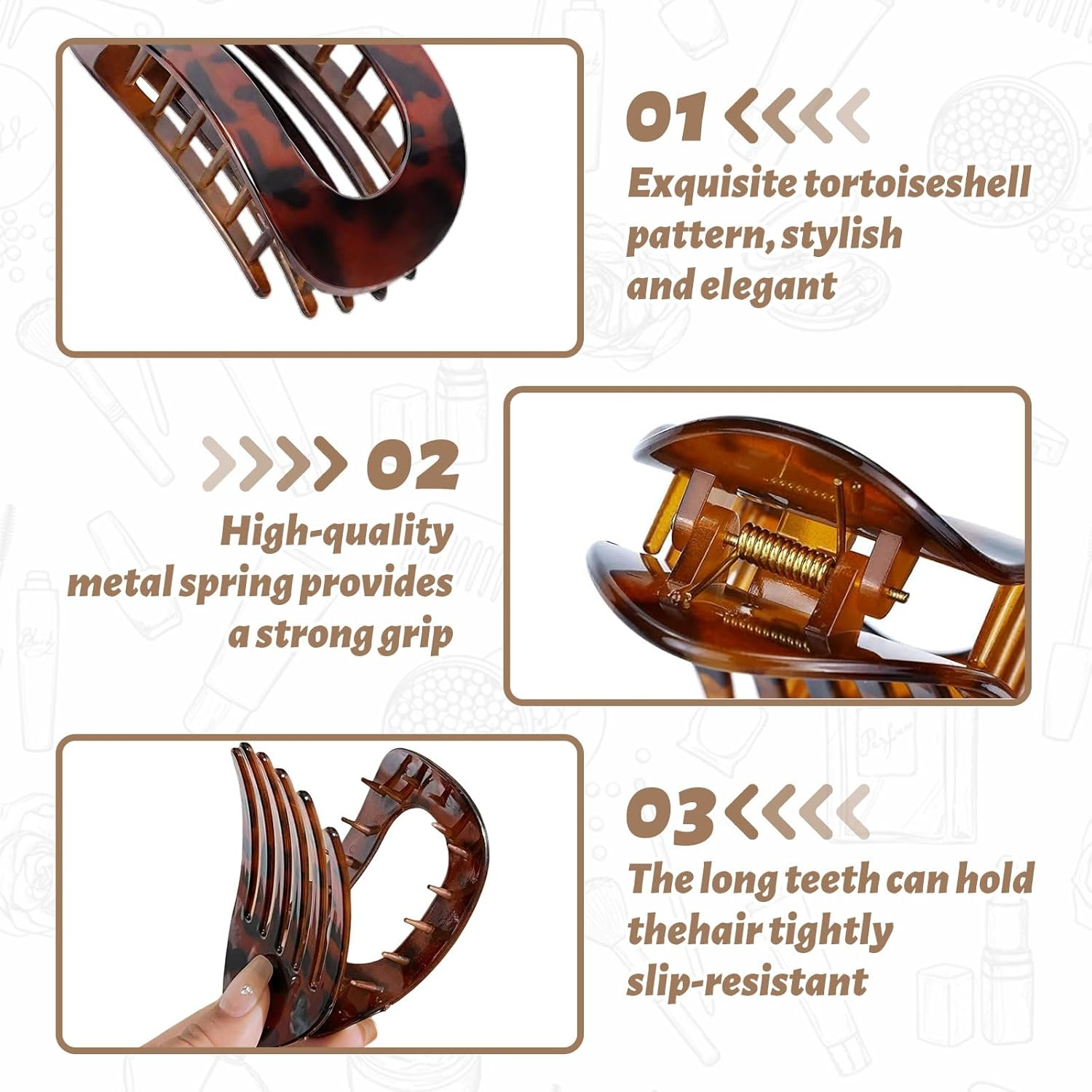 Srup Pack of 6 Women'S Flat Hair Clips, Elegant French Hair Clip for Everyday Use, Perfect French Flat Claw Clip, Hair Clip, Flat Claw Clip, Large Flat Hair Clips for Women image number 3