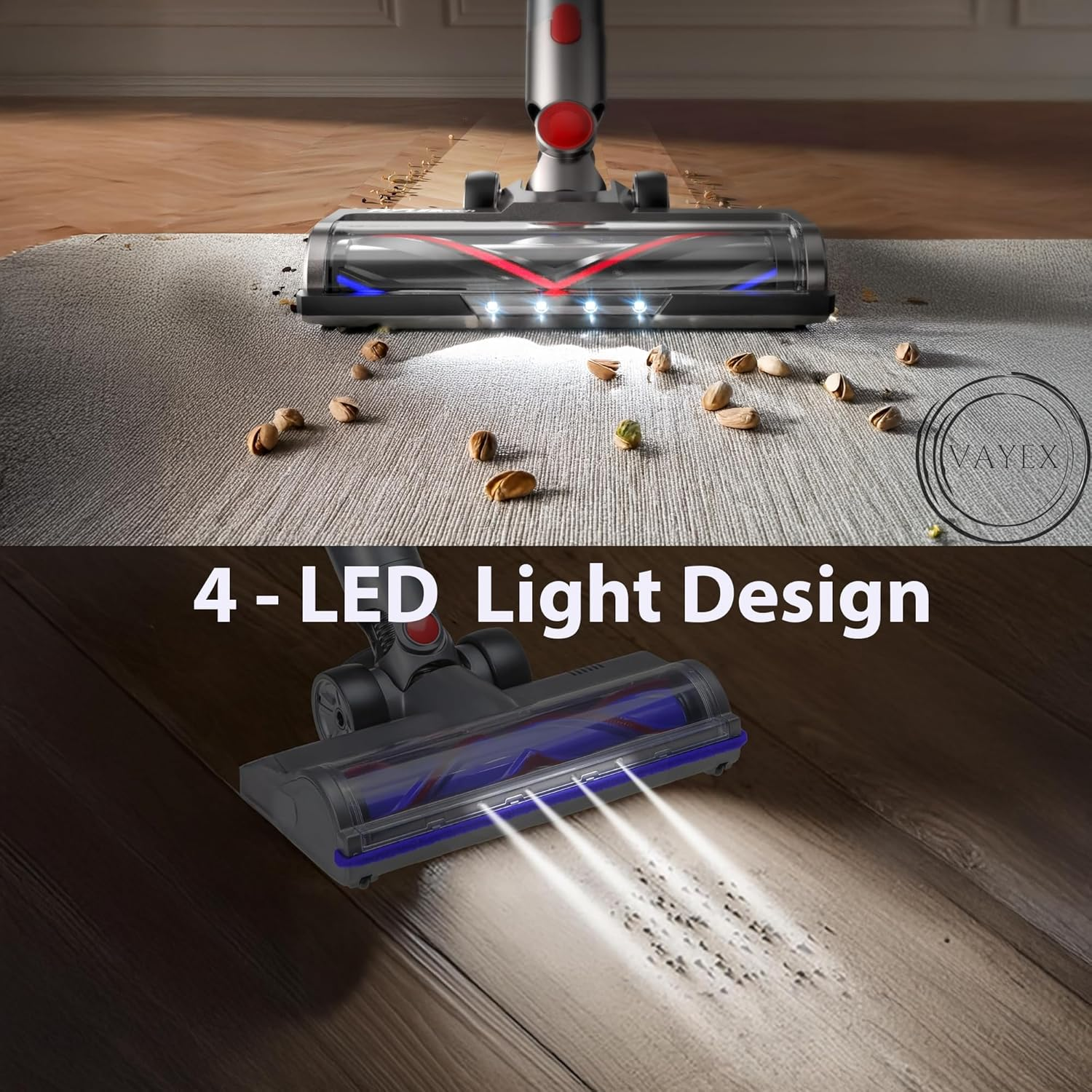 Vacuum Cleaner Head Compatible with Dyson V7 V8 V10 V11 V15 &ndash; Motorized Roller Brush Attachment with LED Lights, Powerful Suction, Replacement Electric Head for Carpet & Hard Floor image number 1