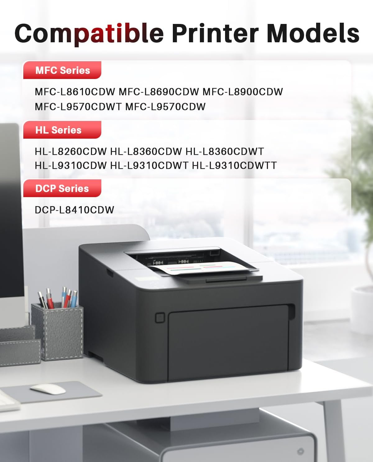 TN443 TN-443 Toner Cartridge Replacement Compatible for Brother TN443 TN 443 Use with HL-L8260CDW HL-L8360CDW MFC-L8690CDW MFC-L8900CDW HL-L9310CDW (4 Packs,Black, Cyan, Magenta, Yellow) image number 5